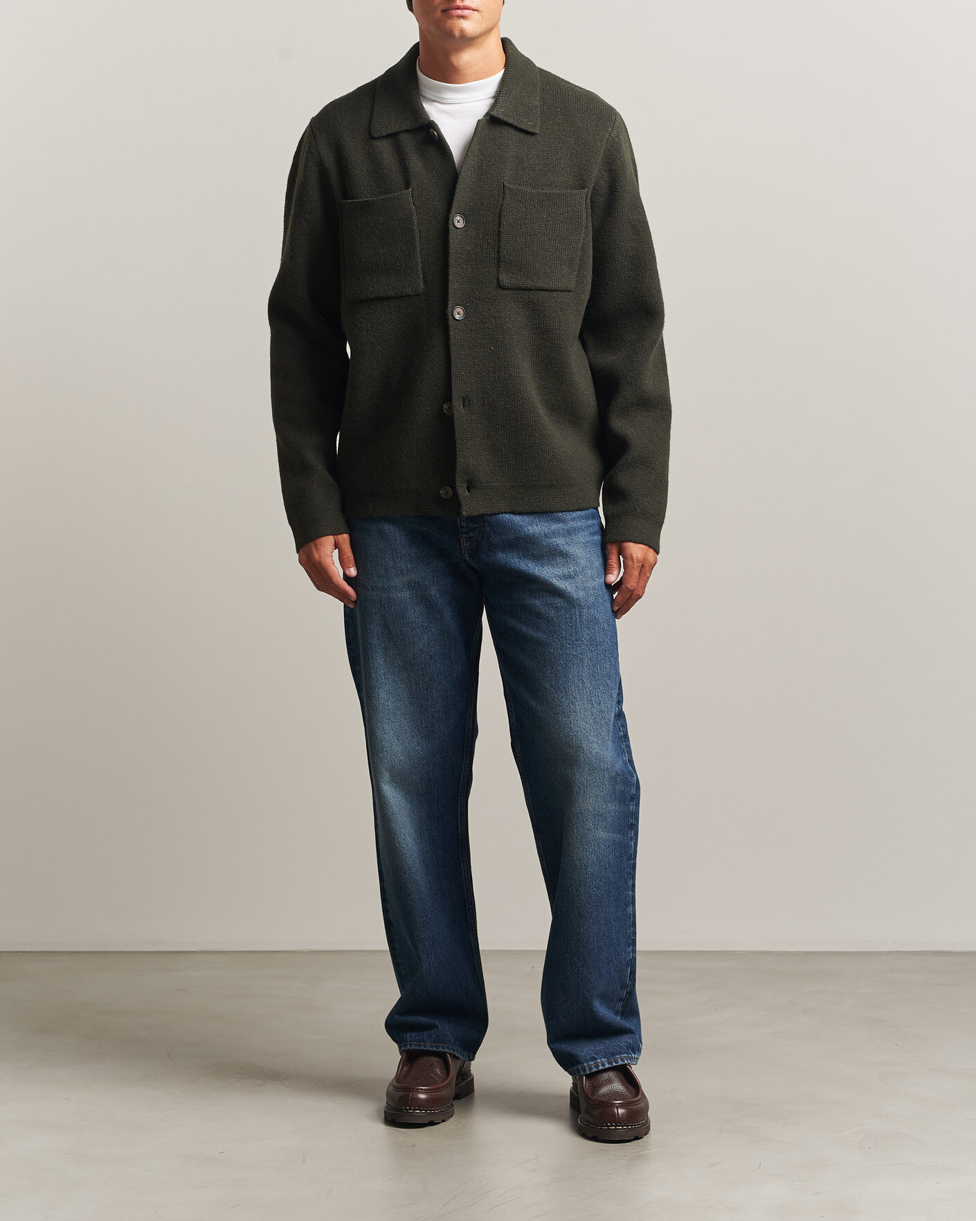 Herre | Trøjer | LES DEUX | Milano Knit Overshirt Rosin Green