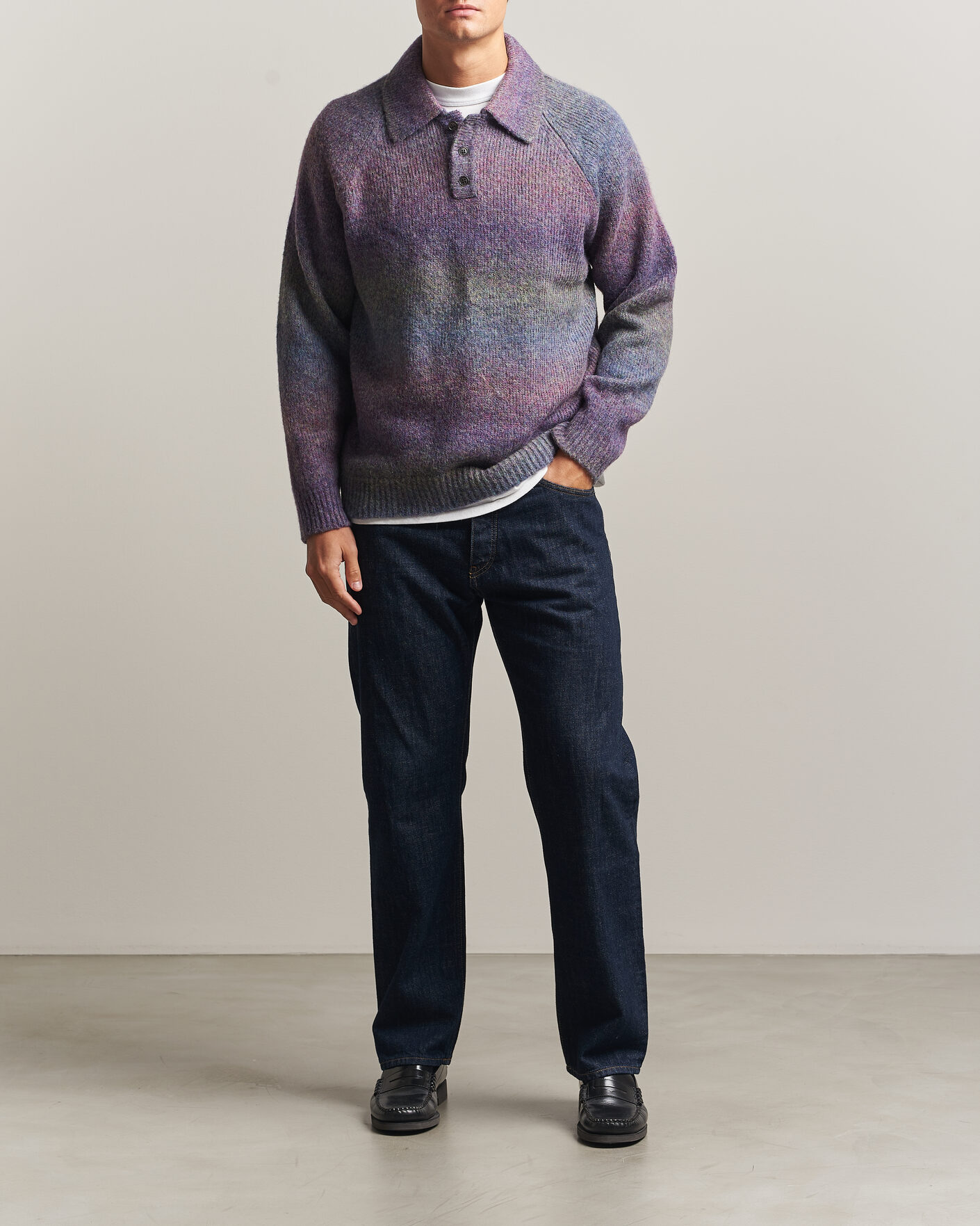 Herre | Trøjer | LES DEUX | Gradient Knitted Polo Spiced Plum
