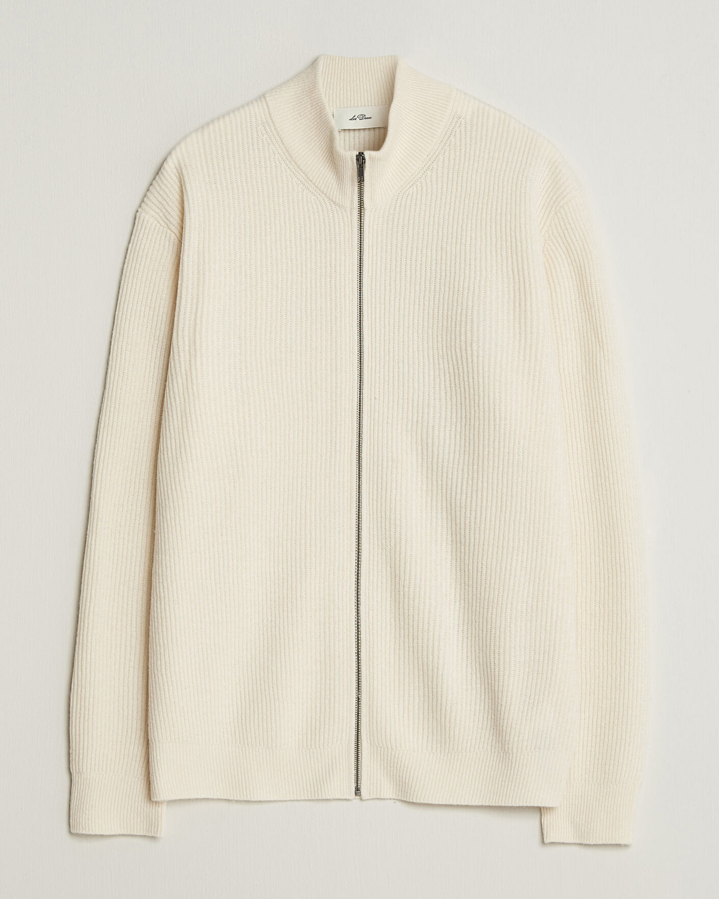 Herre | Trøjer | LES DEUX | Wool Rib Zipper Knit Ivory Melange