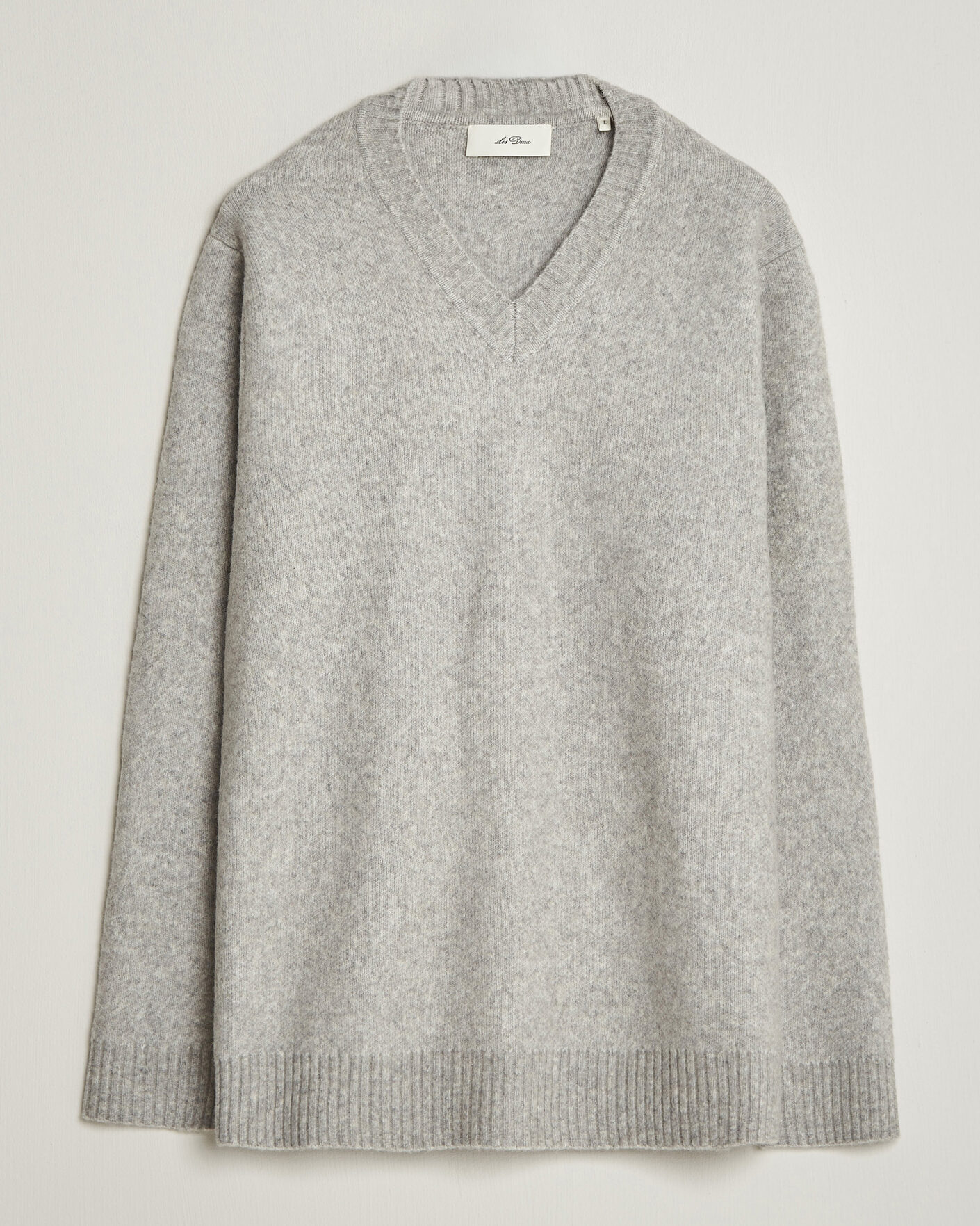 Herre | Trøjer | LES DEUX | Melange V-Neck Knit Grey Melange