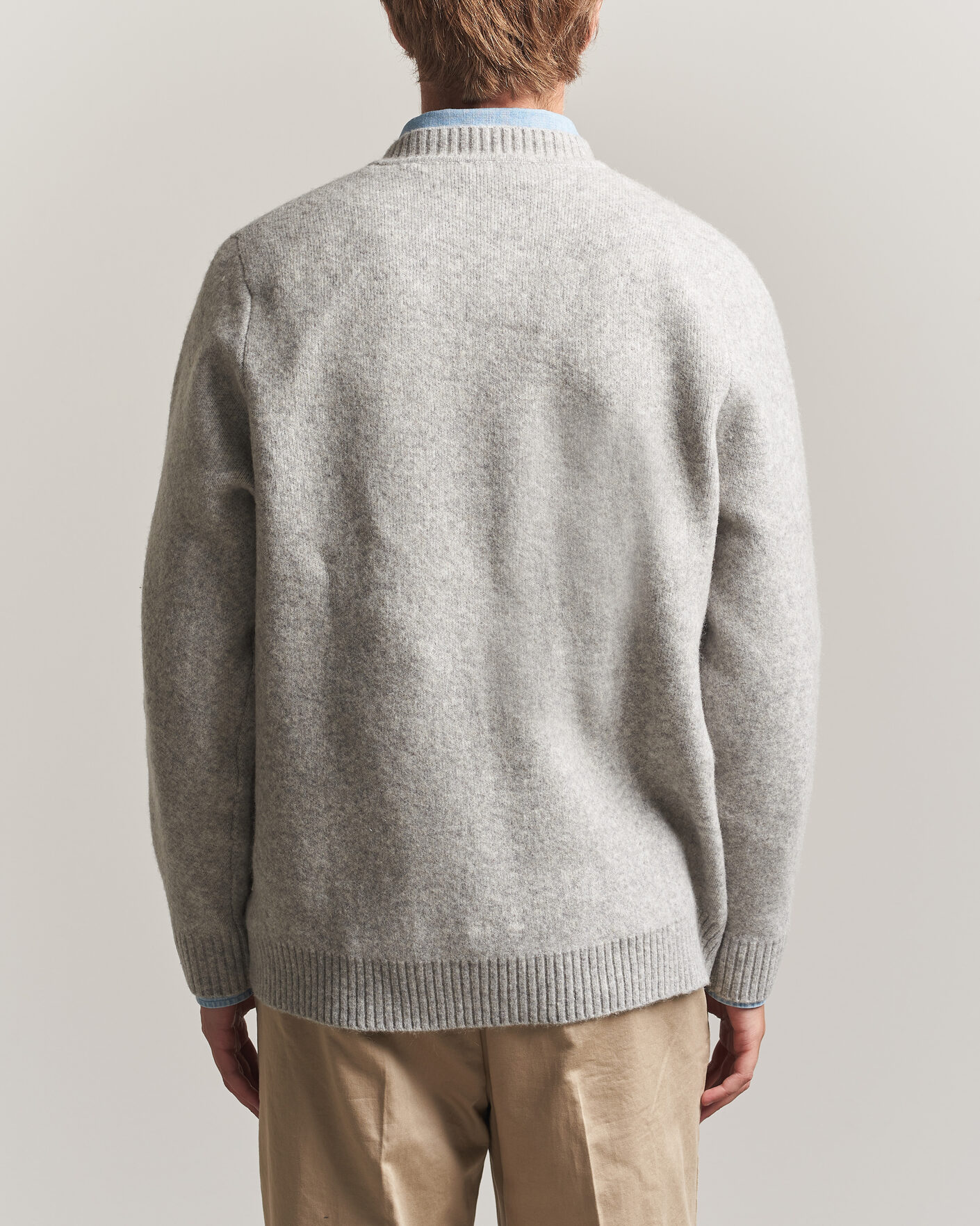 Herre | Trøjer | LES DEUX | Melange V-Neck Knit Grey Melange
