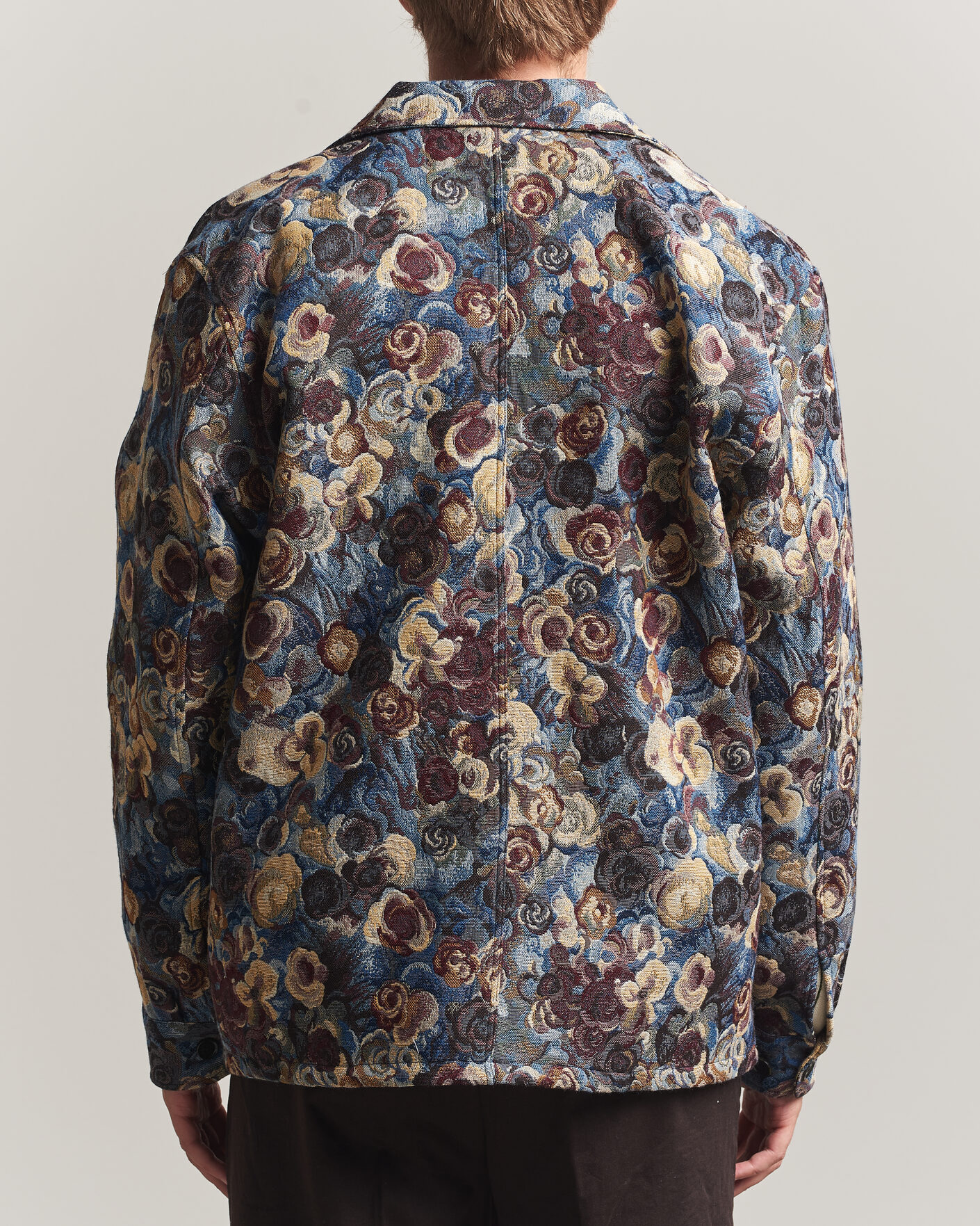Herre | Skjorter | LES DEUX | Flower Jaquard Overshirt Blue Multi