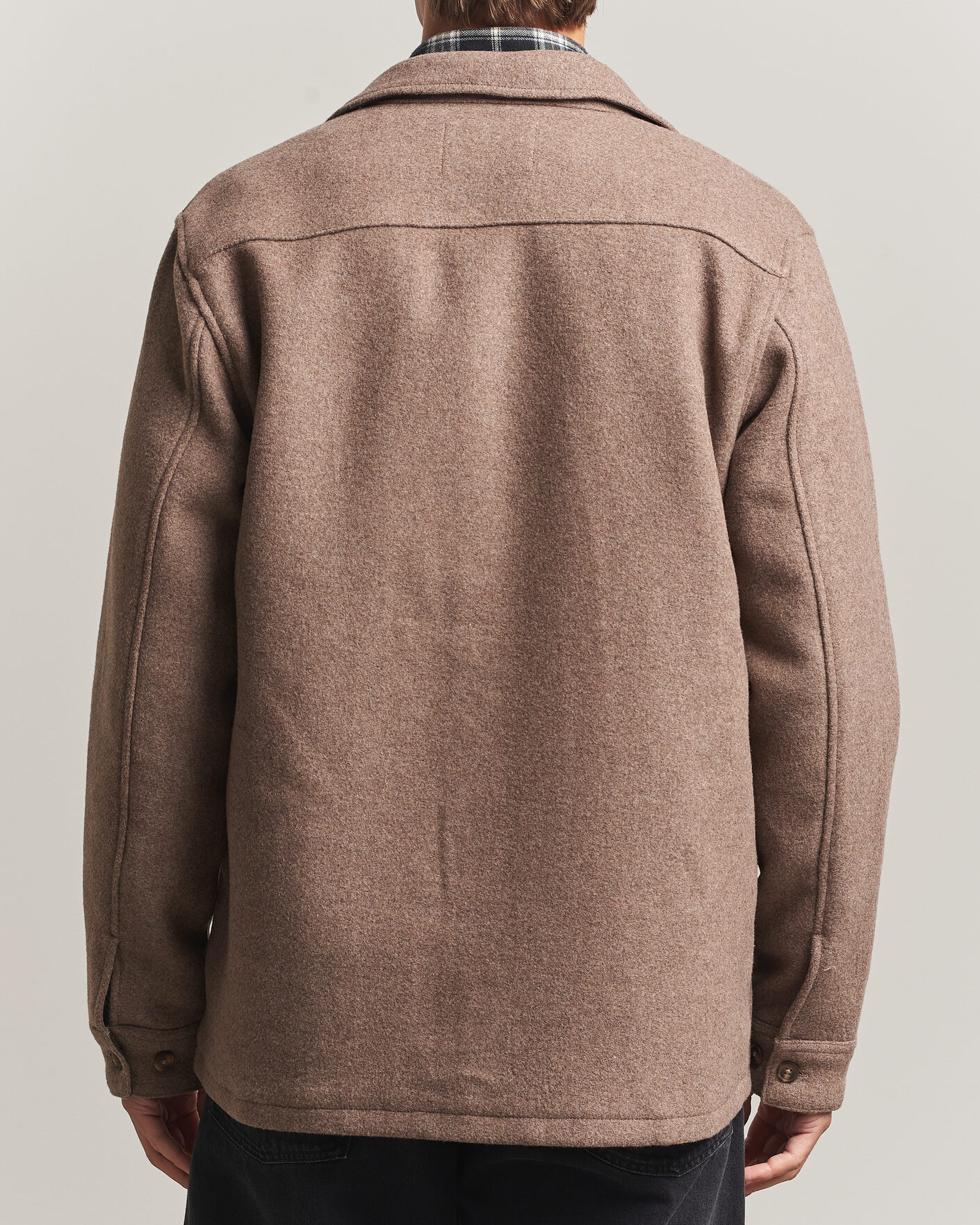 Herre | Skjorter | LES DEUX | Wool Overshirt Dark Sand Melange
