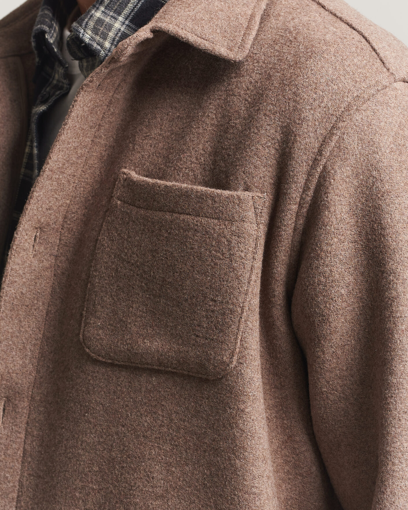 Herre | Skjorter | LES DEUX | Wool Overshirt Dark Sand Melange