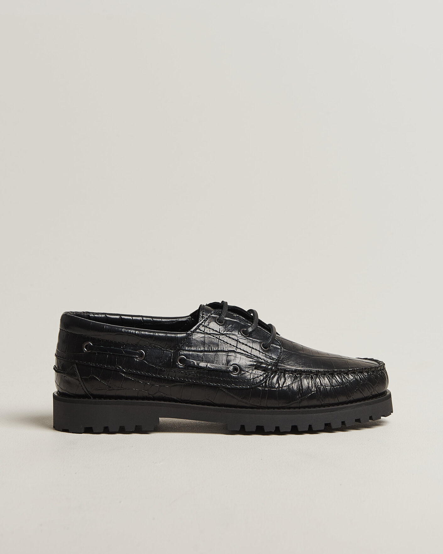 Herre | Sejlersko | LES DEUX | Croco Boat Shoe Black