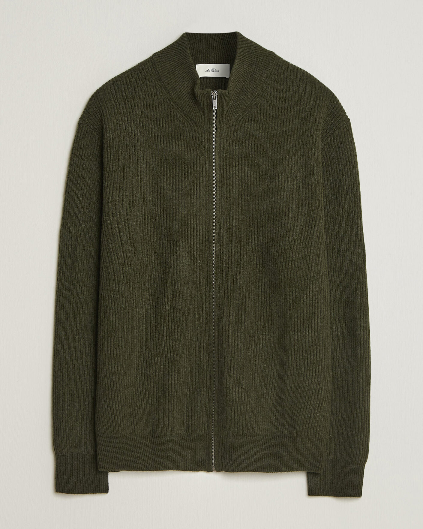 Herre | Trøjer | LES DEUX | Wool Rib Knitter Zip Rosin Green