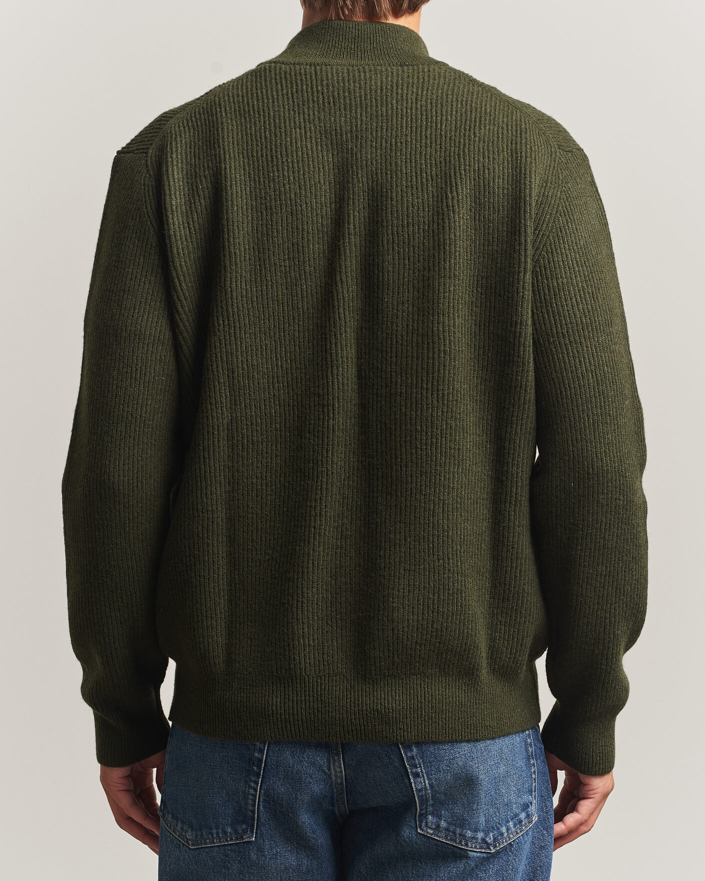 Herre | Trøjer | LES DEUX | Wool Rib Knitter Zip Rosin Green