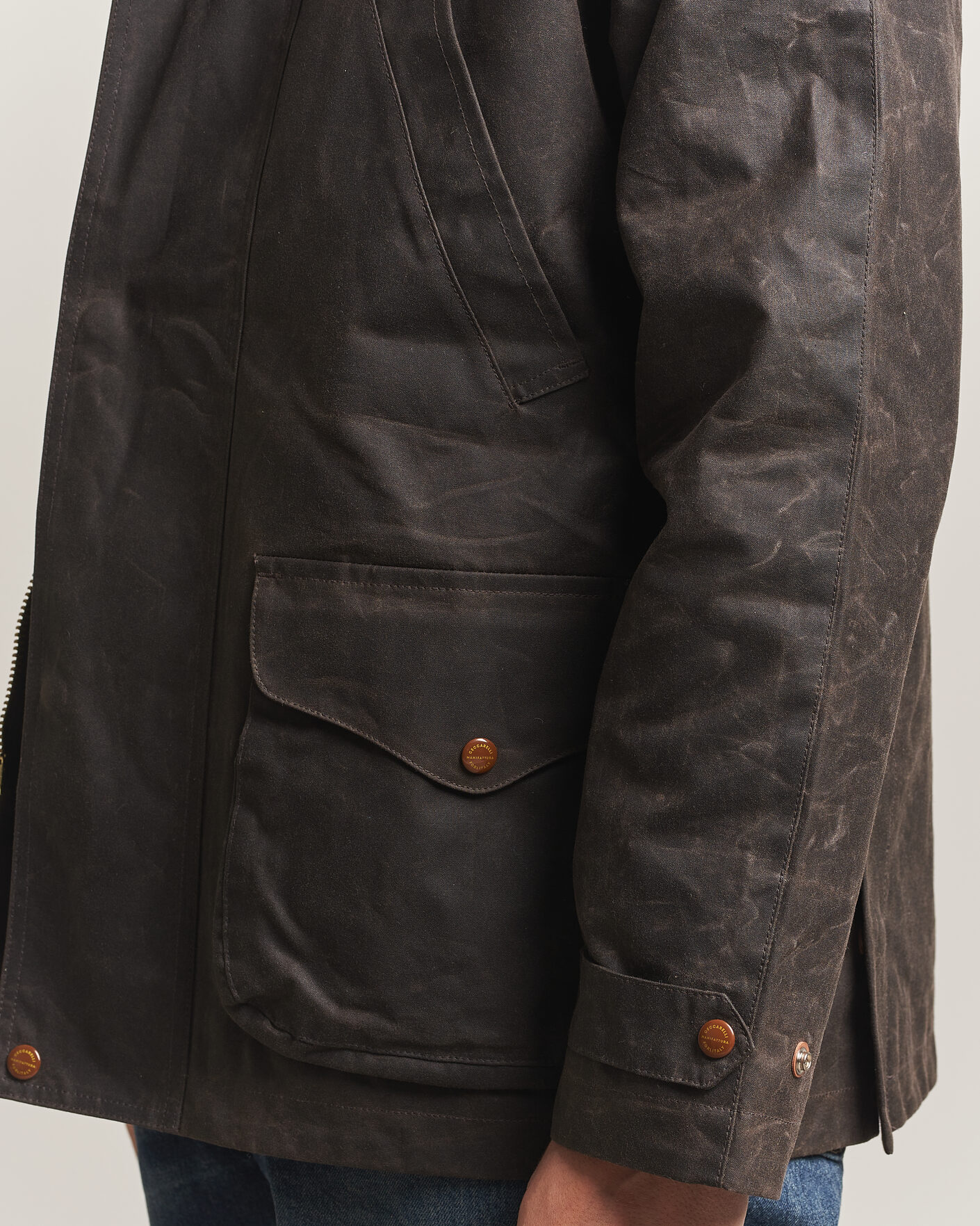 Herre | Jakker | Manifattura Ceccarelli | Rain Caban Wax Cloth Chocolate