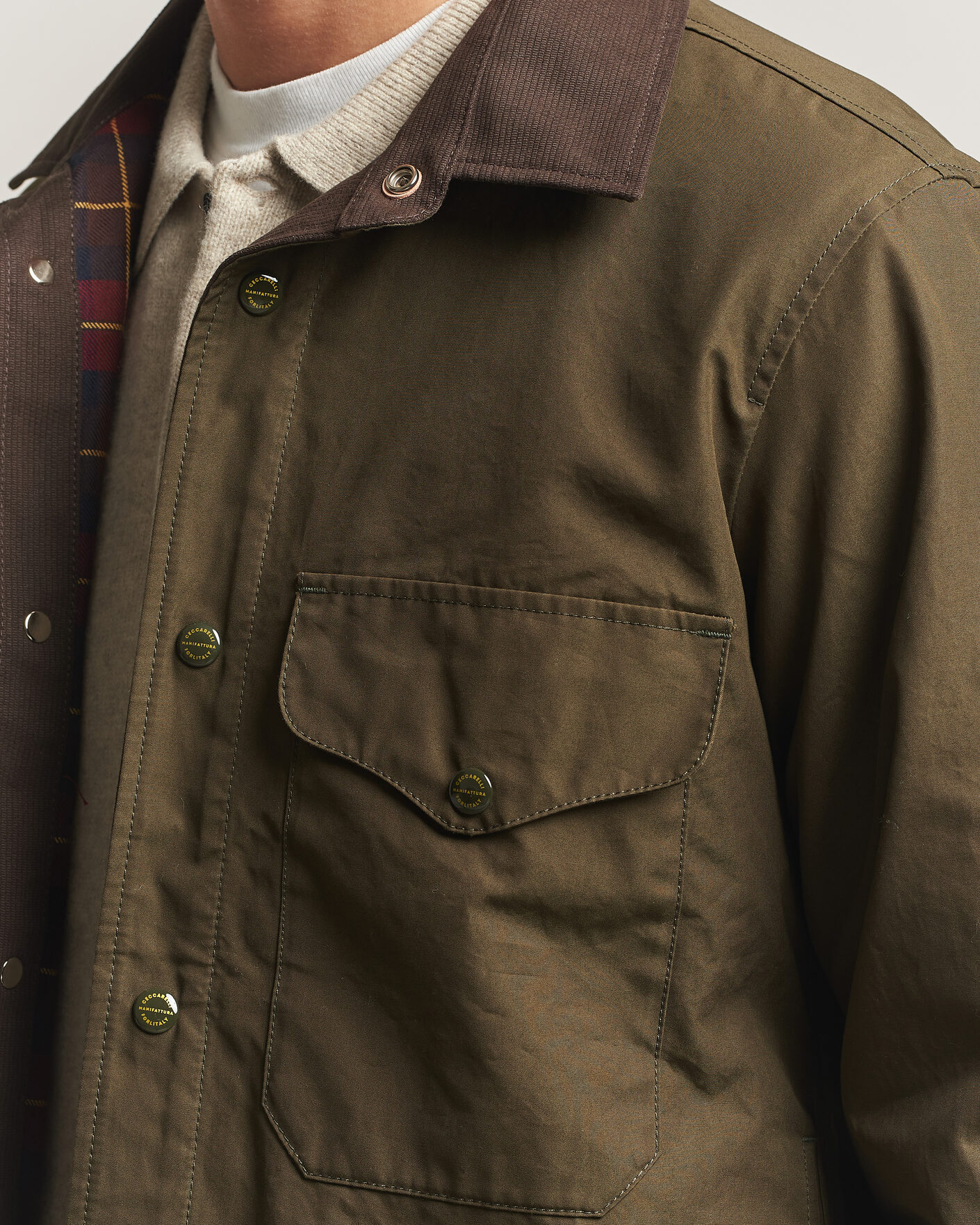 Herre | Jakker | Manifattura Ceccarelli | Double Pocket Shirt Jacket Military Green