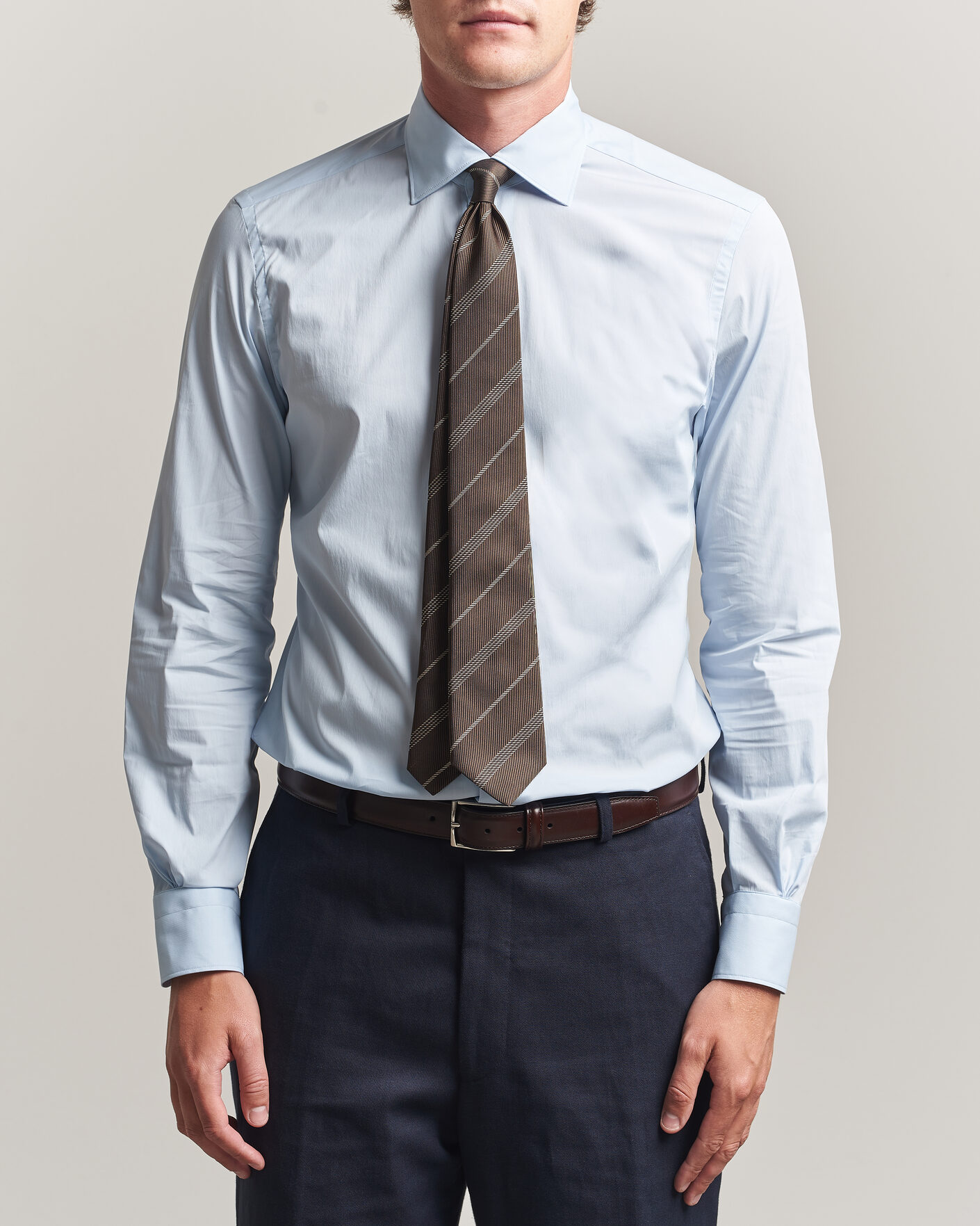 Herre | Skjorter | Mazzarelli | Soft Cotton Popeline Shirt Light Blue