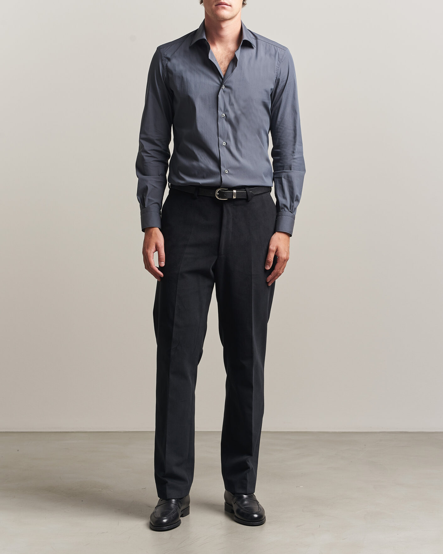 Herre | Skjorter | Mazzarelli | Soft Cotton Popeline Shirt Grey