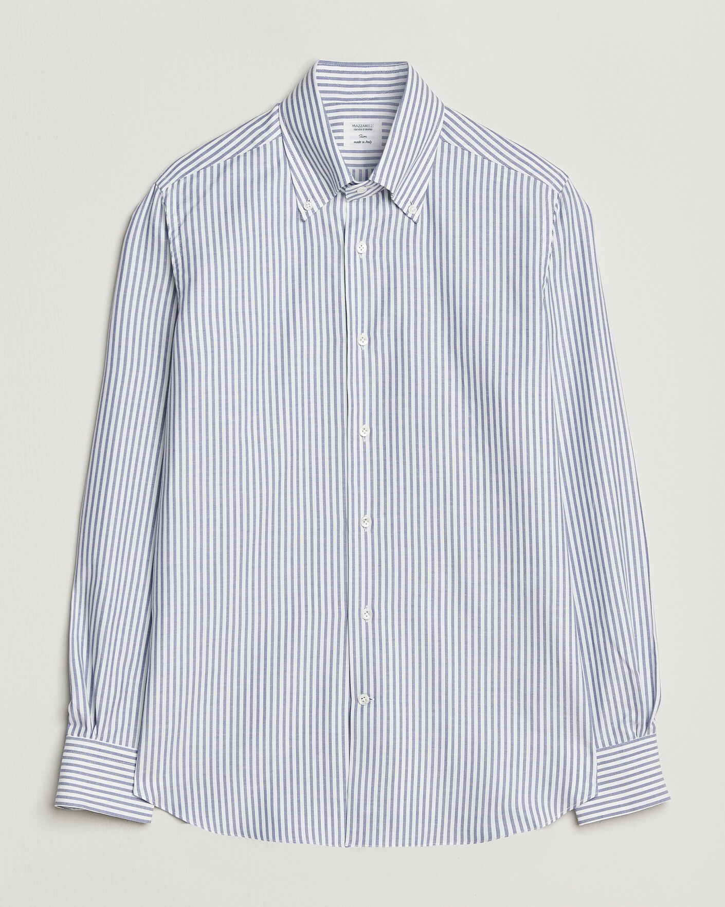 Herre | Skjorter | Mazzarelli | Soft Oxford Button Down Shirt Blue Stripe