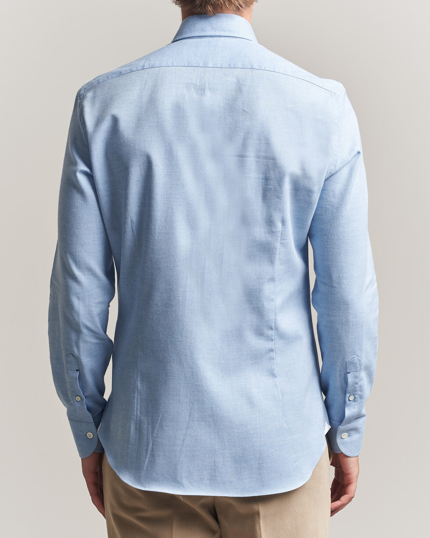 Herre | Skjorter | Mazzarelli | Soft Flannel Button Down Shirt Light Blue