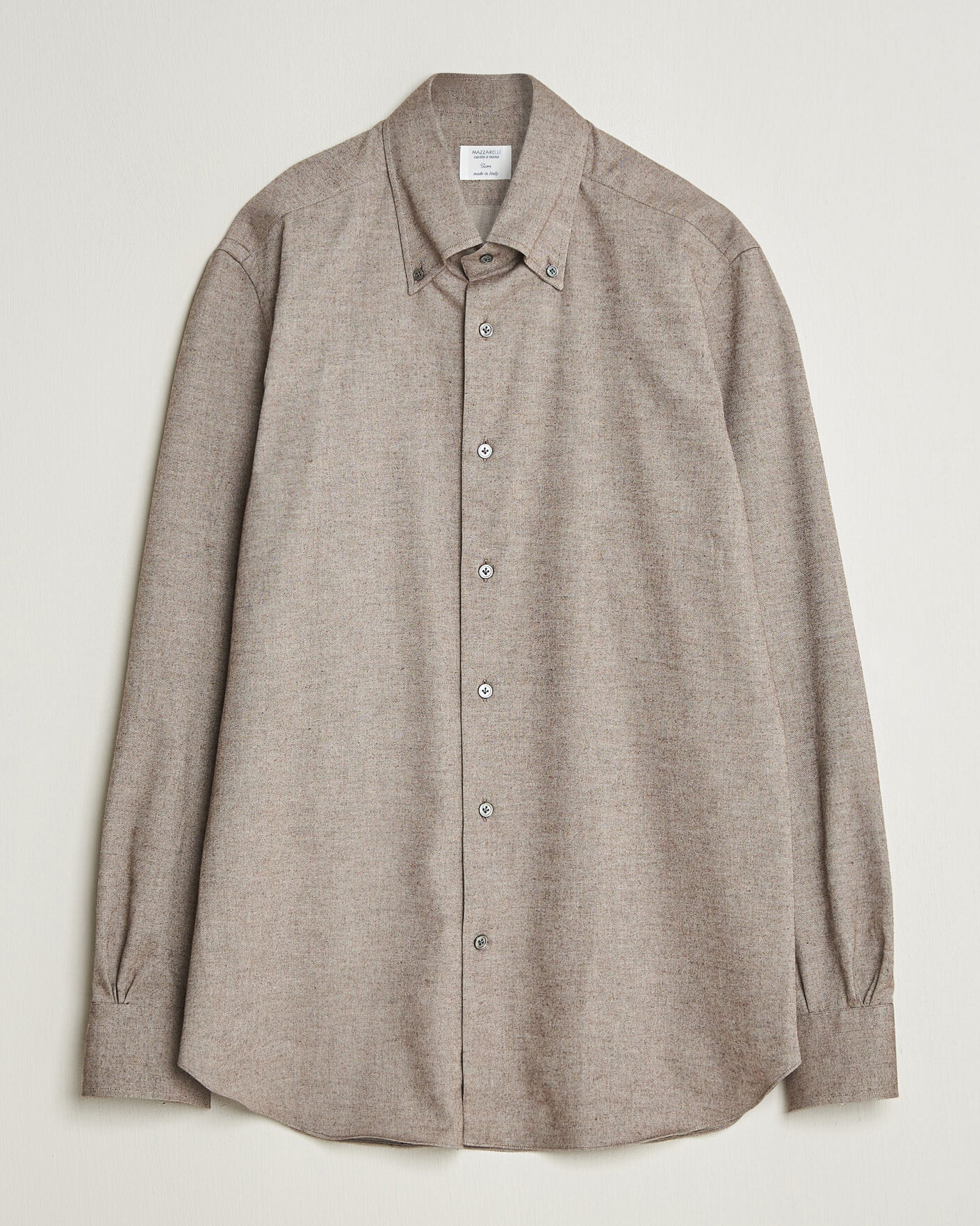 Herre | Skjorter | Mazzarelli | Soft Flannel Button Down Shirt Taupe