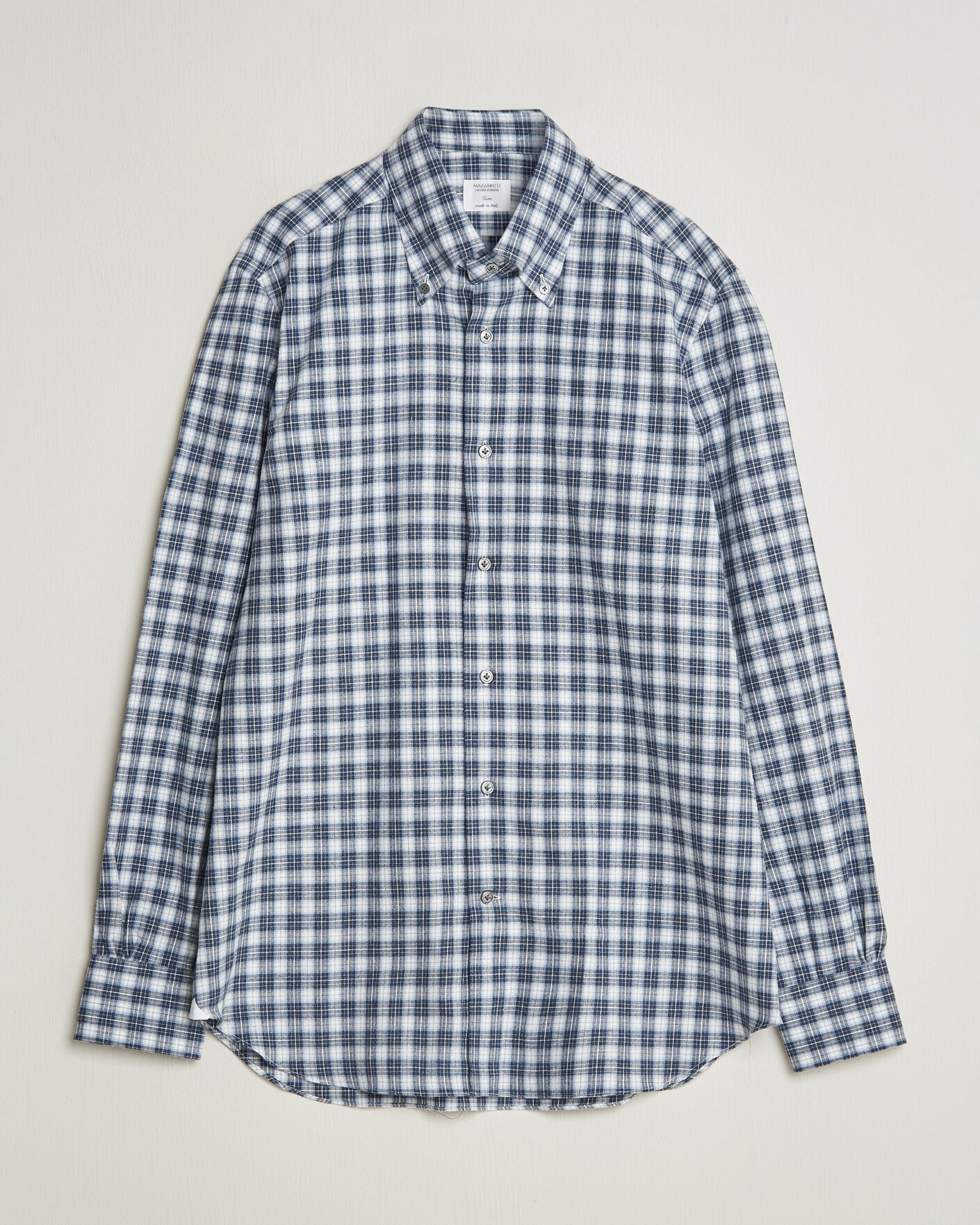 Herre | Skjorter | Mazzarelli | Soft Flannel Button Down Shirt Navy