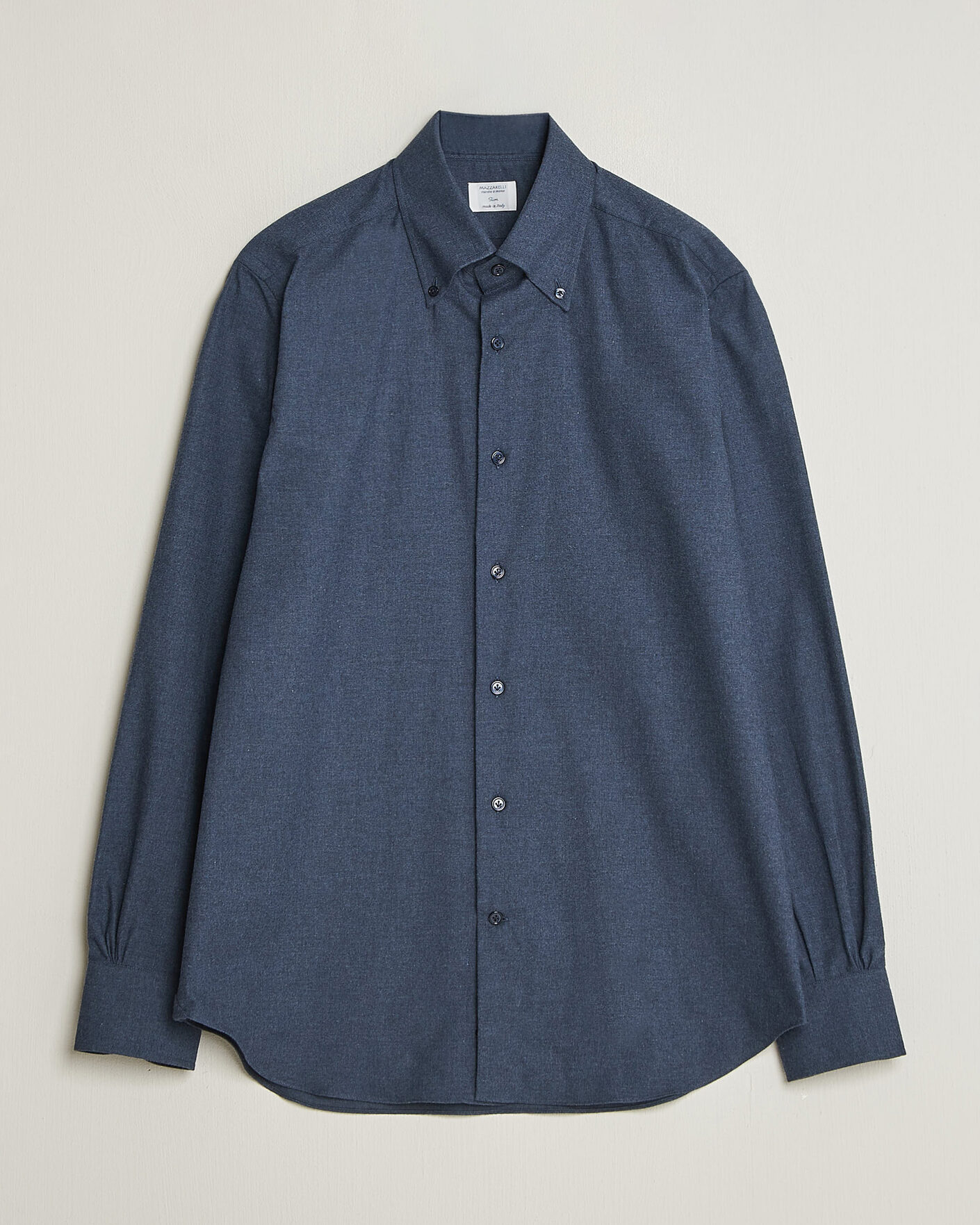 Herre | Skjorter | Mazzarelli | Soft Flannel Button Down Shirt Navy