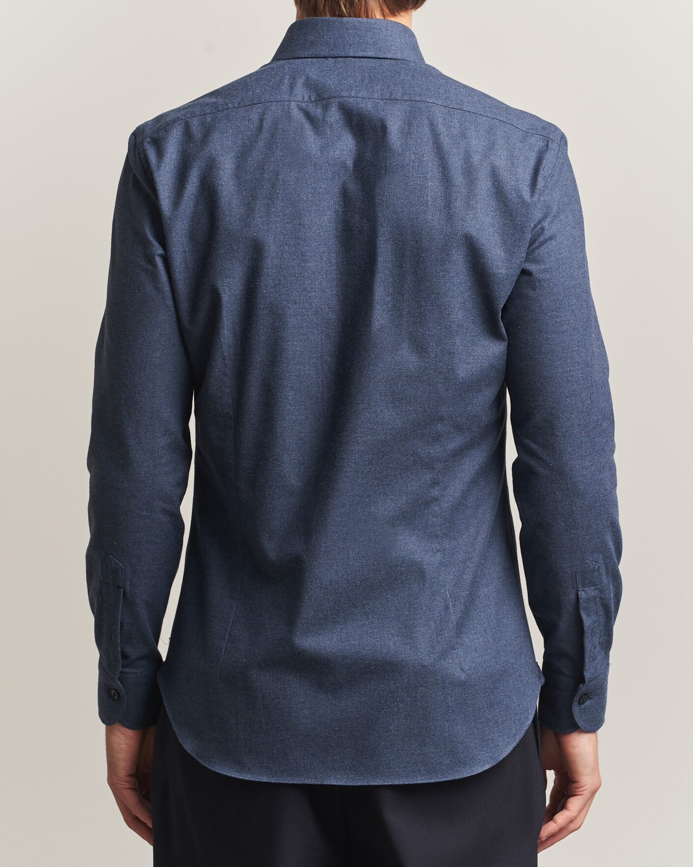 Herre | Skjorter | Mazzarelli | Soft Flannel Button Down Shirt Navy