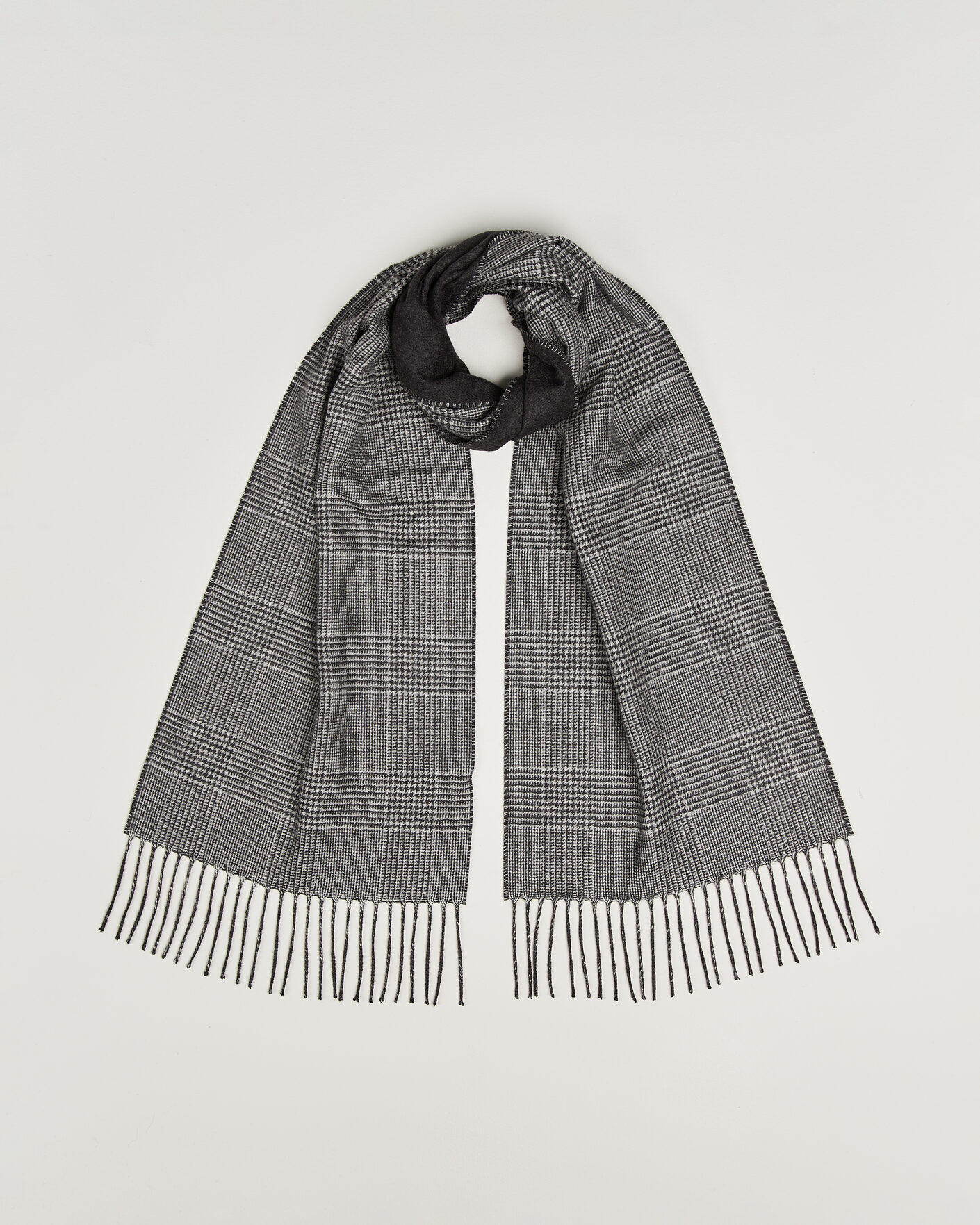 Herre | Halstørklæder | Piacenza Cashmere | Cashmere/Silk Glencheck Scarf Grey Melange