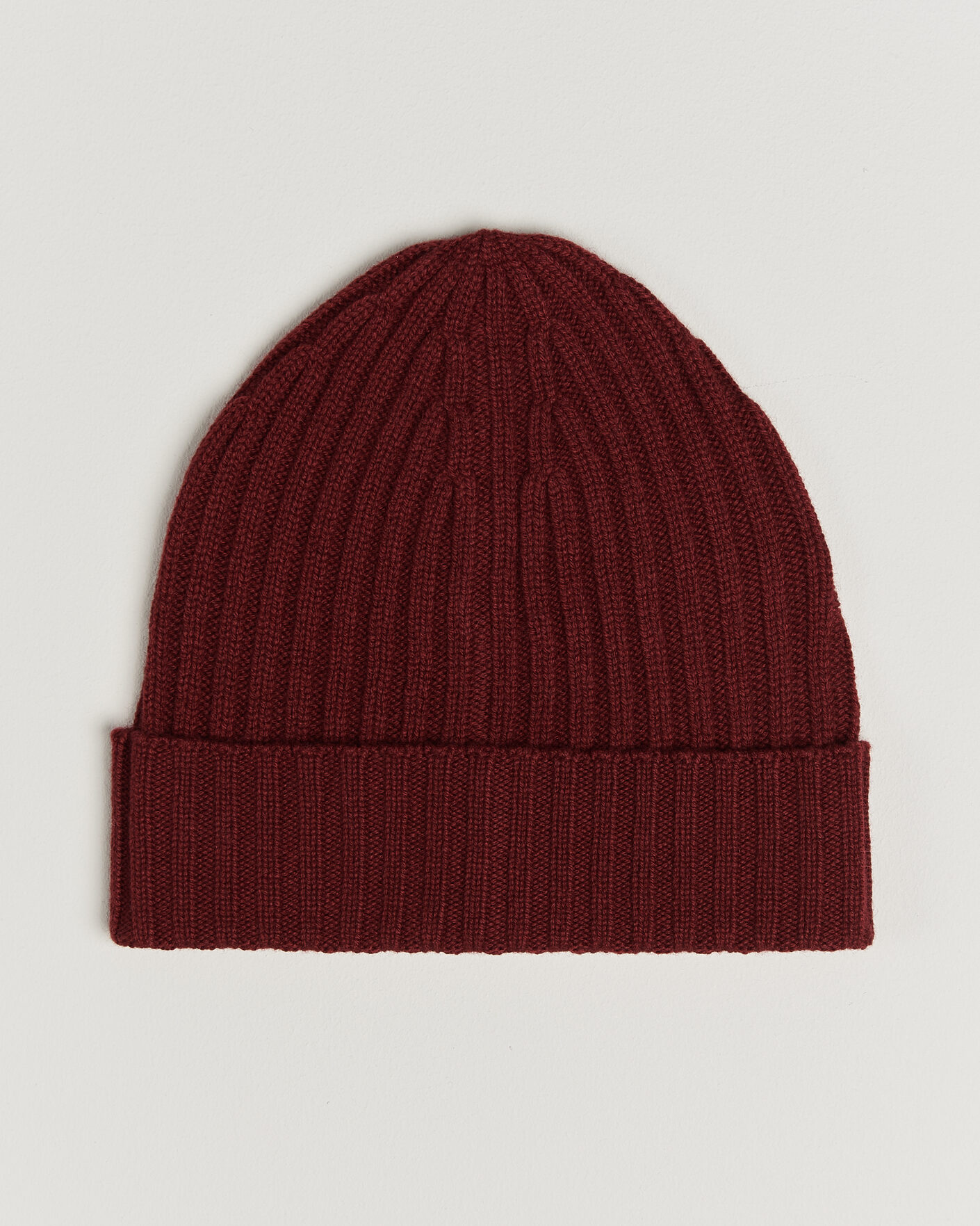 Herre | Huer | Piacenza Cashmere | Ribbed Cashmere Beanie Burgundy