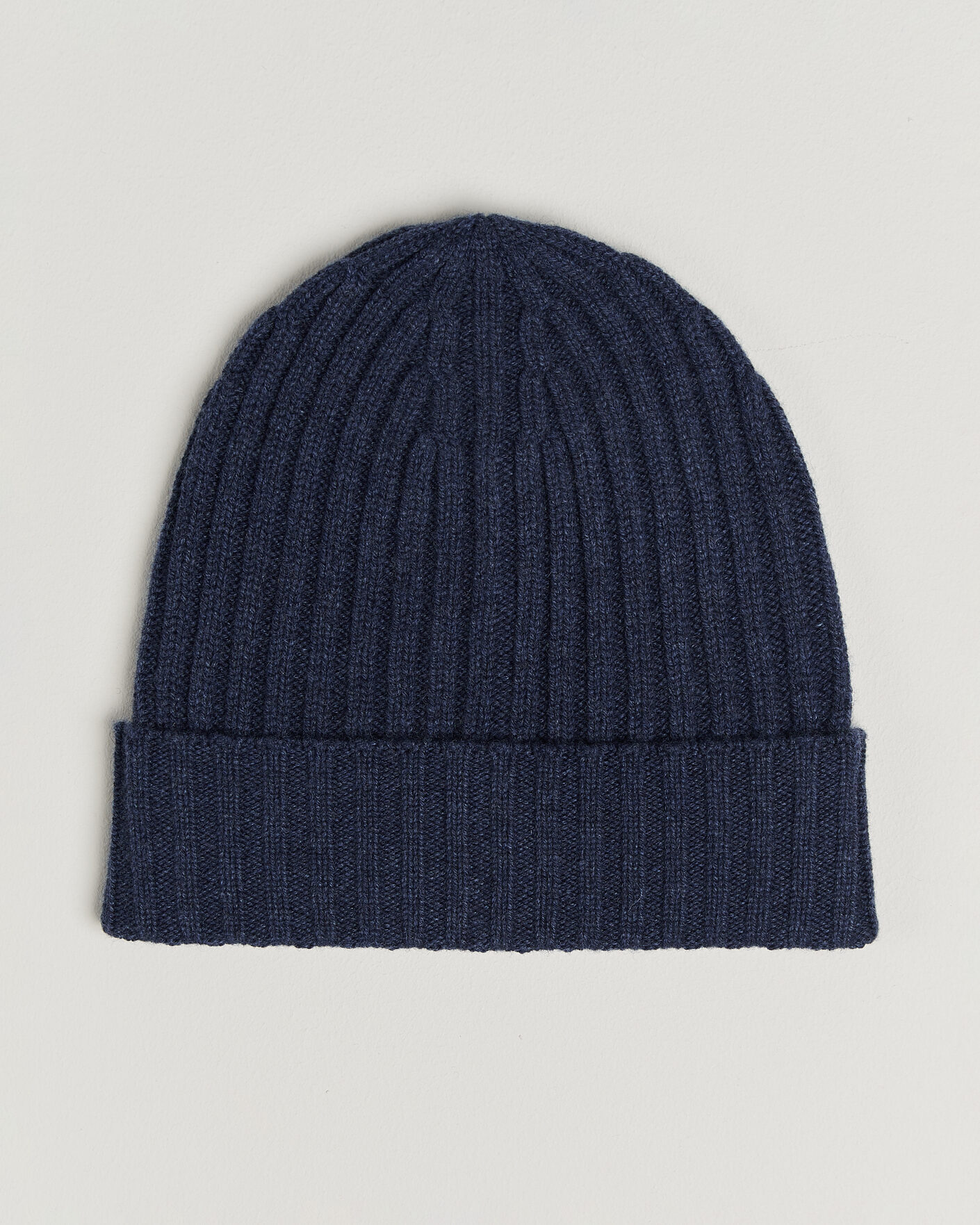 Herre | Huer | Piacenza Cashmere | Ribbed Cashmere Beanie Dark Blue