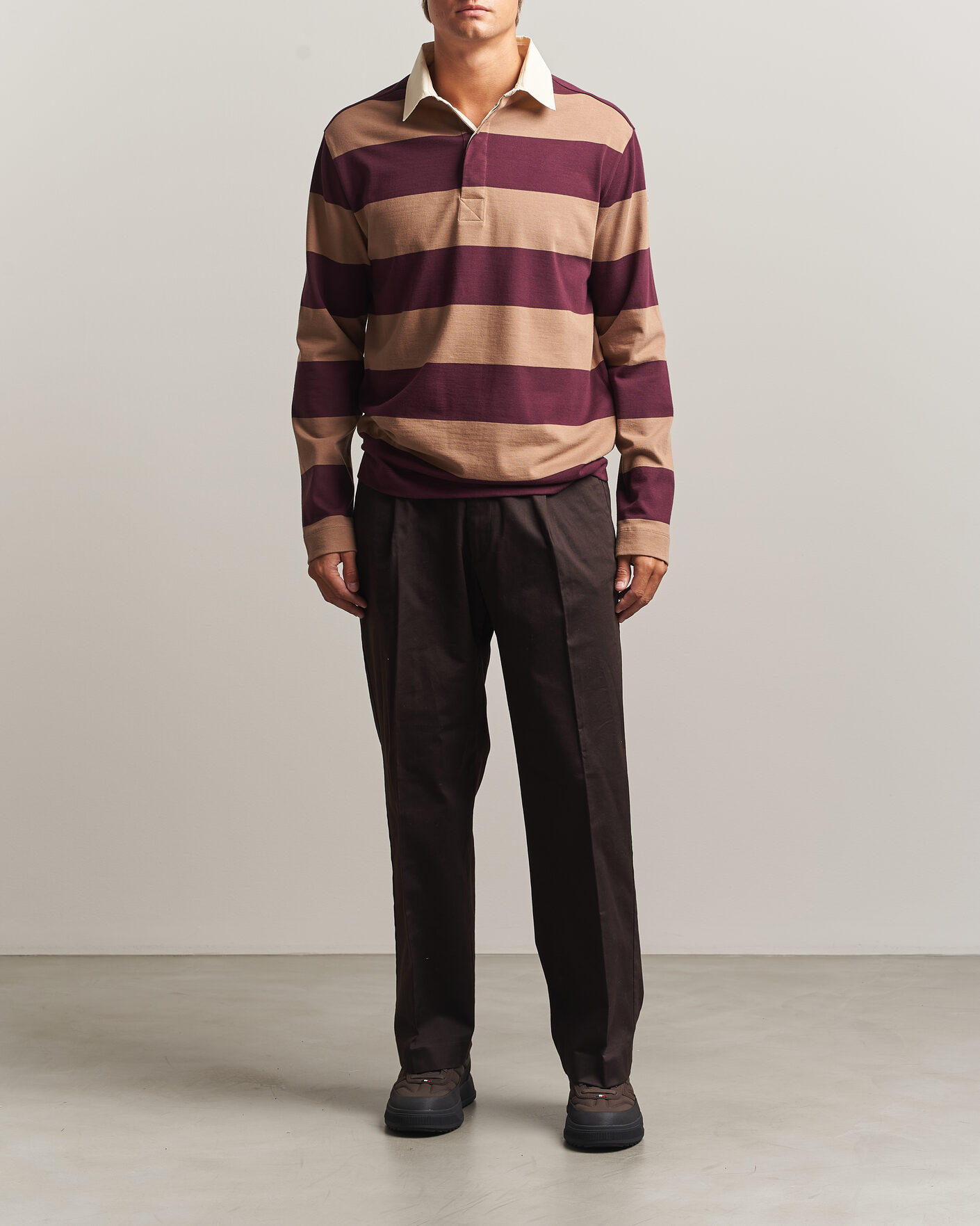 Herre | Trøjer | Moncler | Striped Rugby Sweater Brown/Burgundy