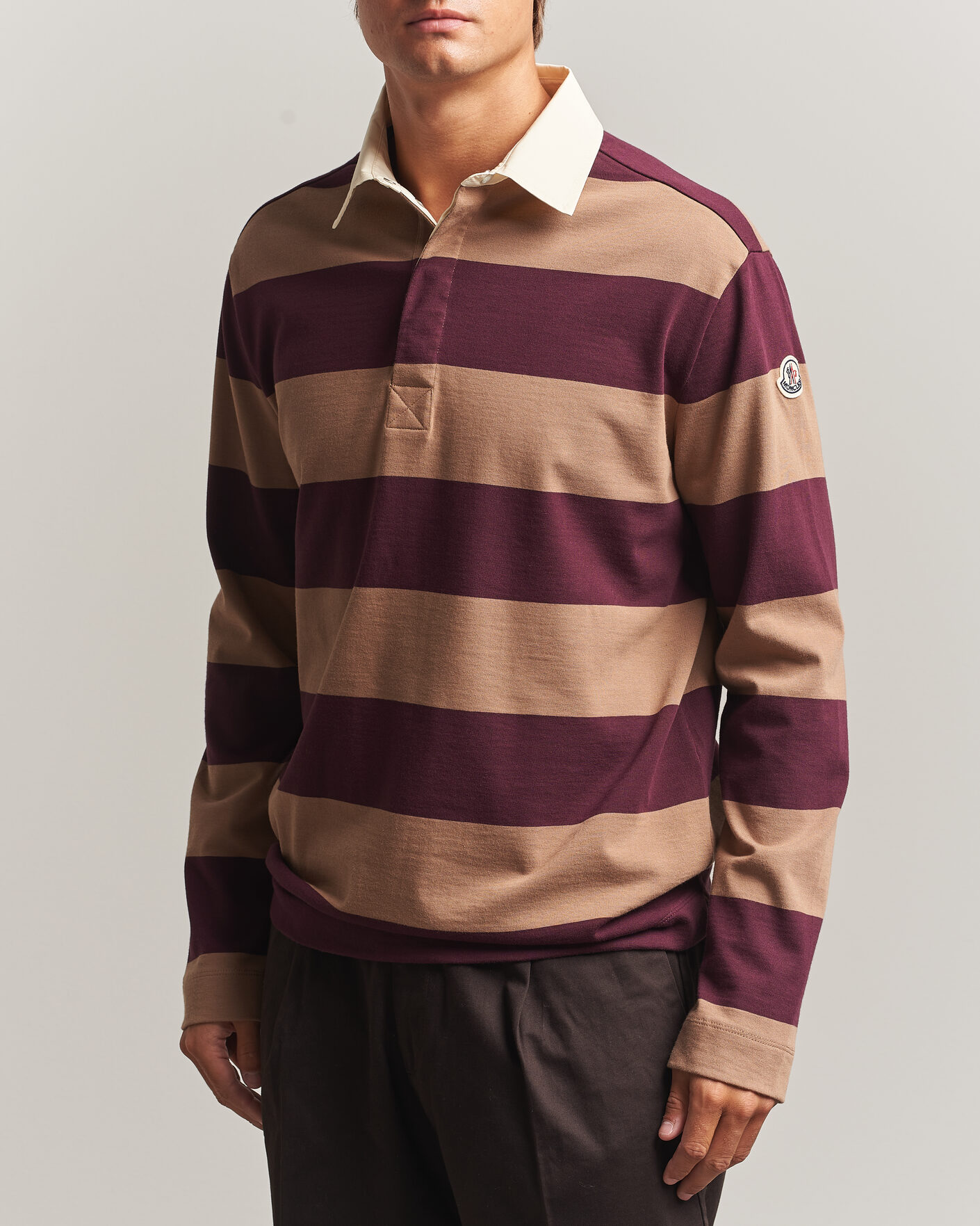 Herre | Trøjer | Moncler | Striped Rugby Sweater Brown/Burgundy