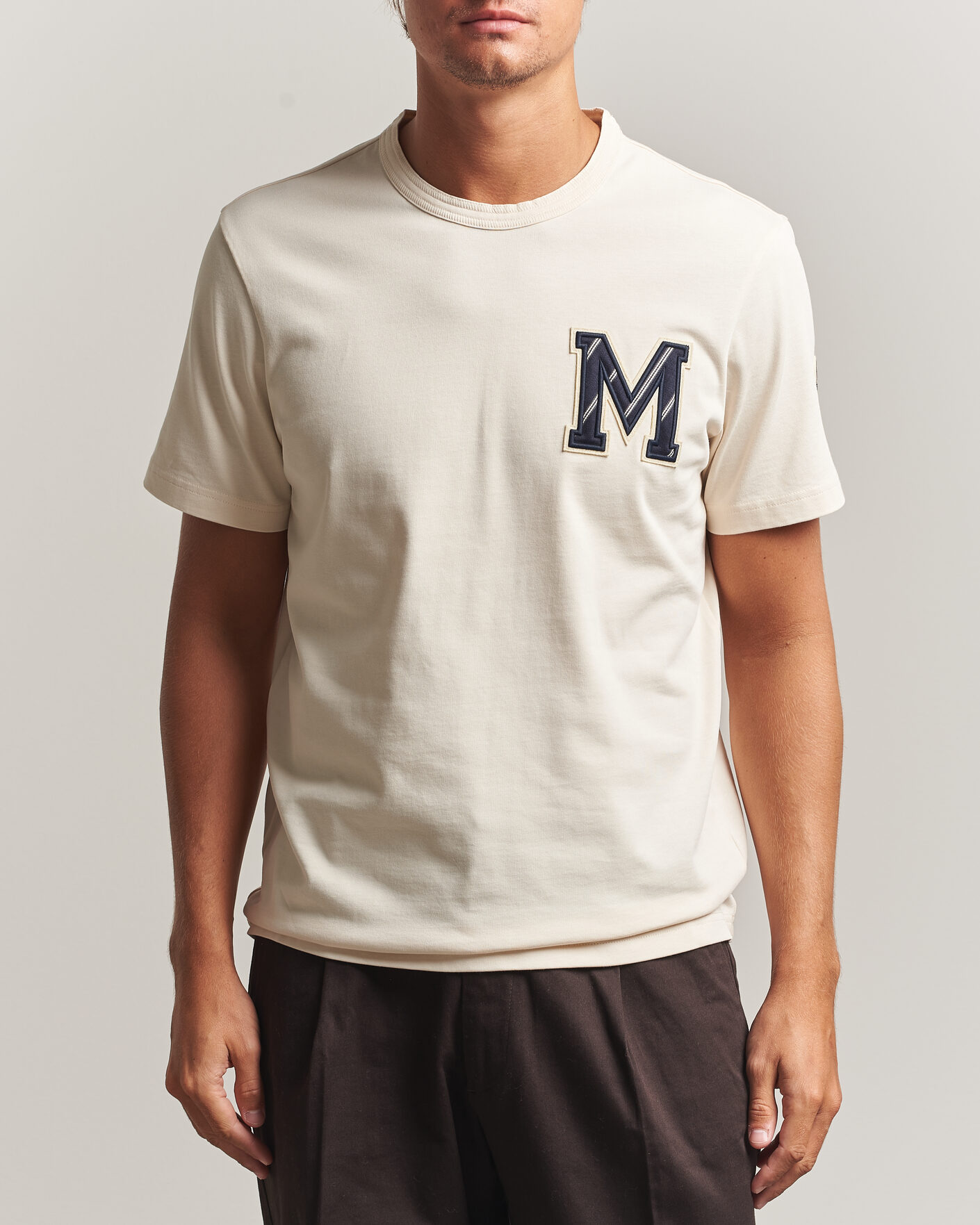Herre | T-Shirts | Moncler | Varsity Logo T-Shirt Off White