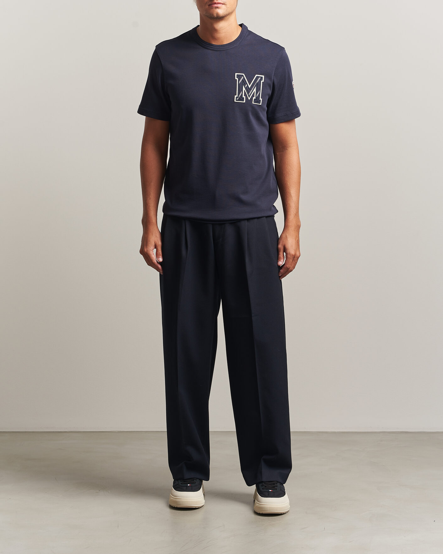 Herre | T-Shirts | Moncler | Varsity Logo T-Shirt Navy