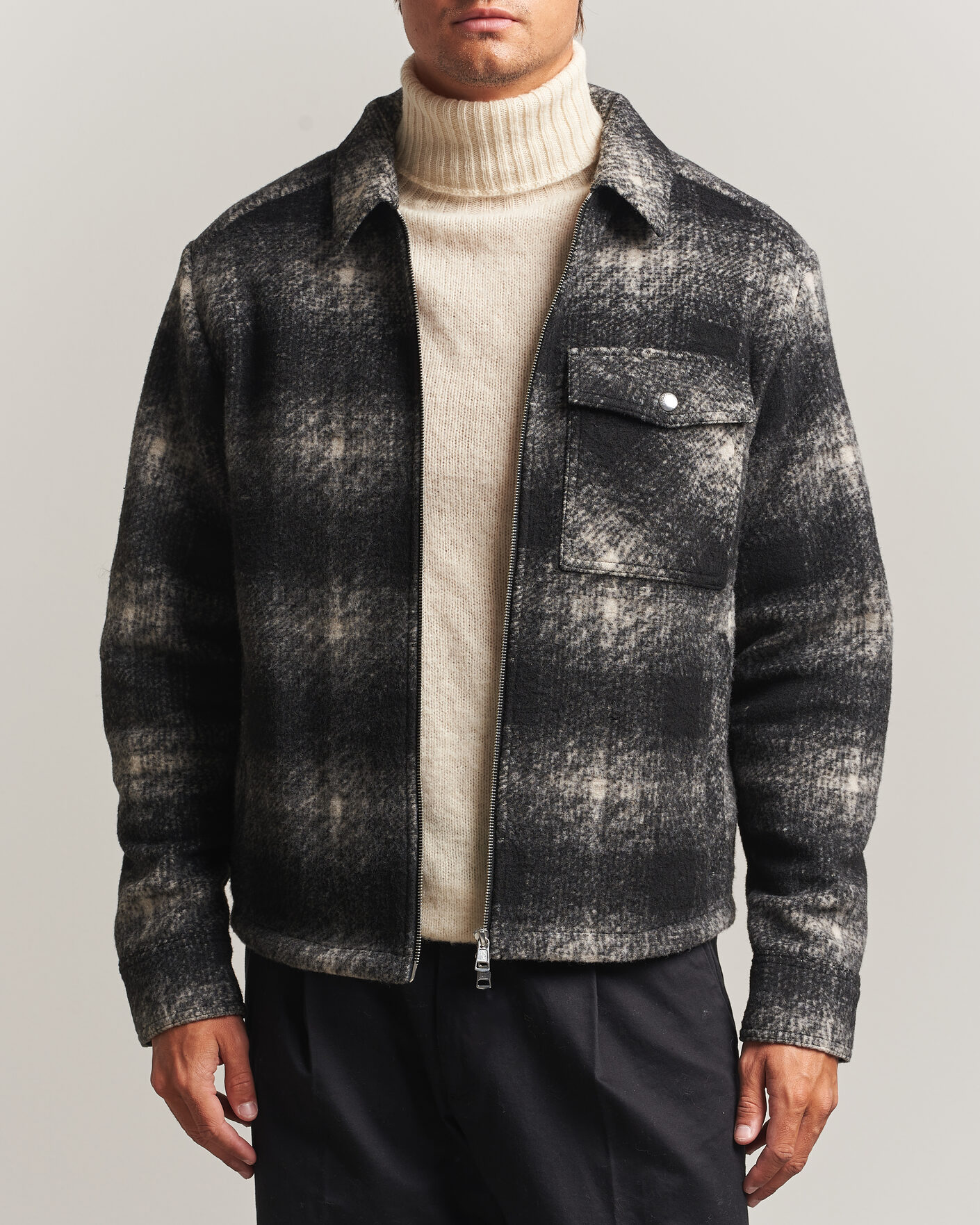 Herre | Skjorter | Moncler | Flannel Overshirt Grey Check
