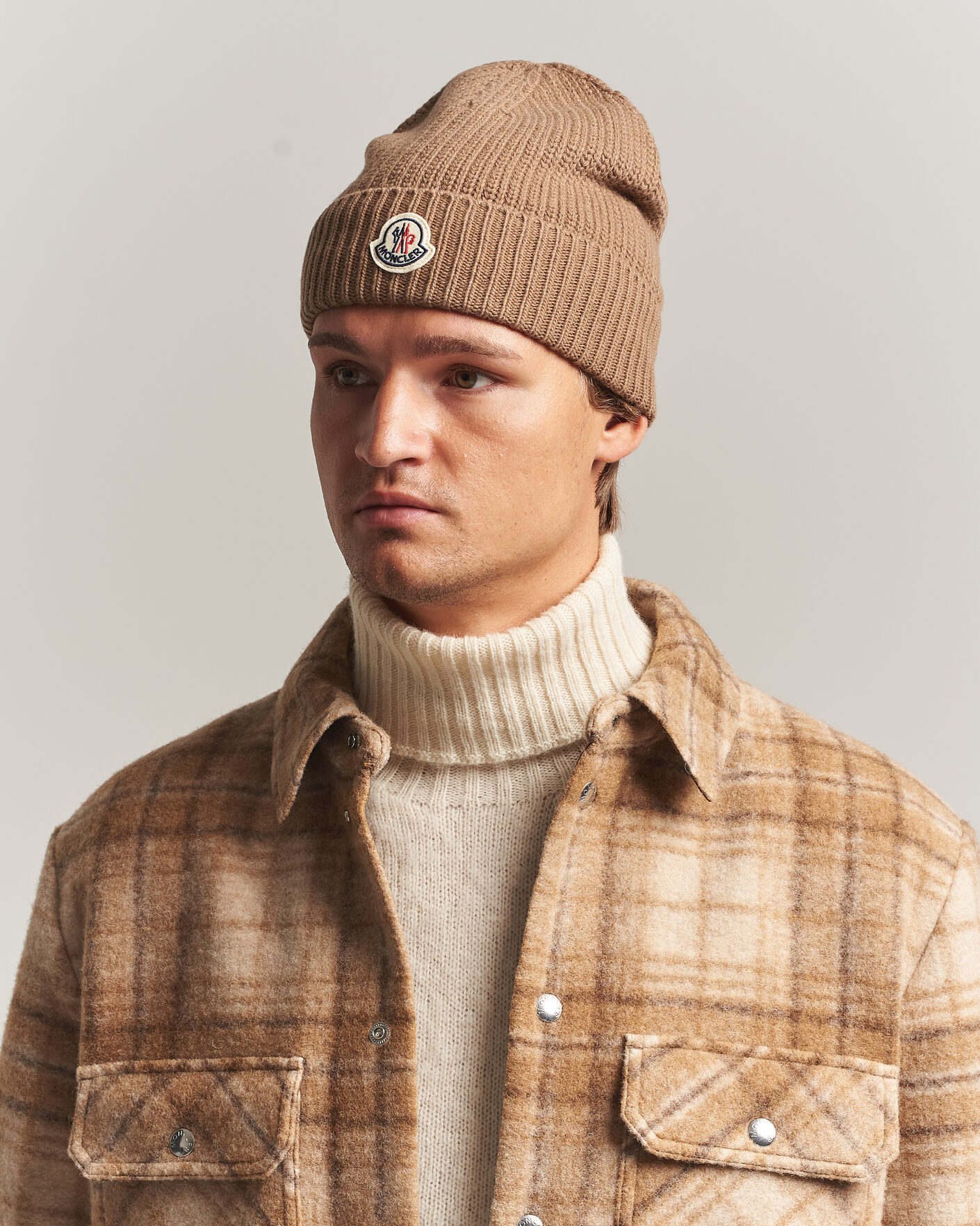 Herre | Huer | Moncler | Rib Wool Beanie Brown