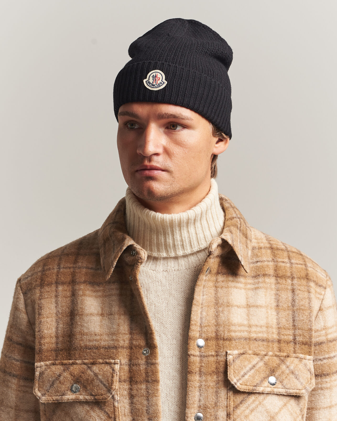 Herre | Huer | Moncler | Rib Wool Beanie Black