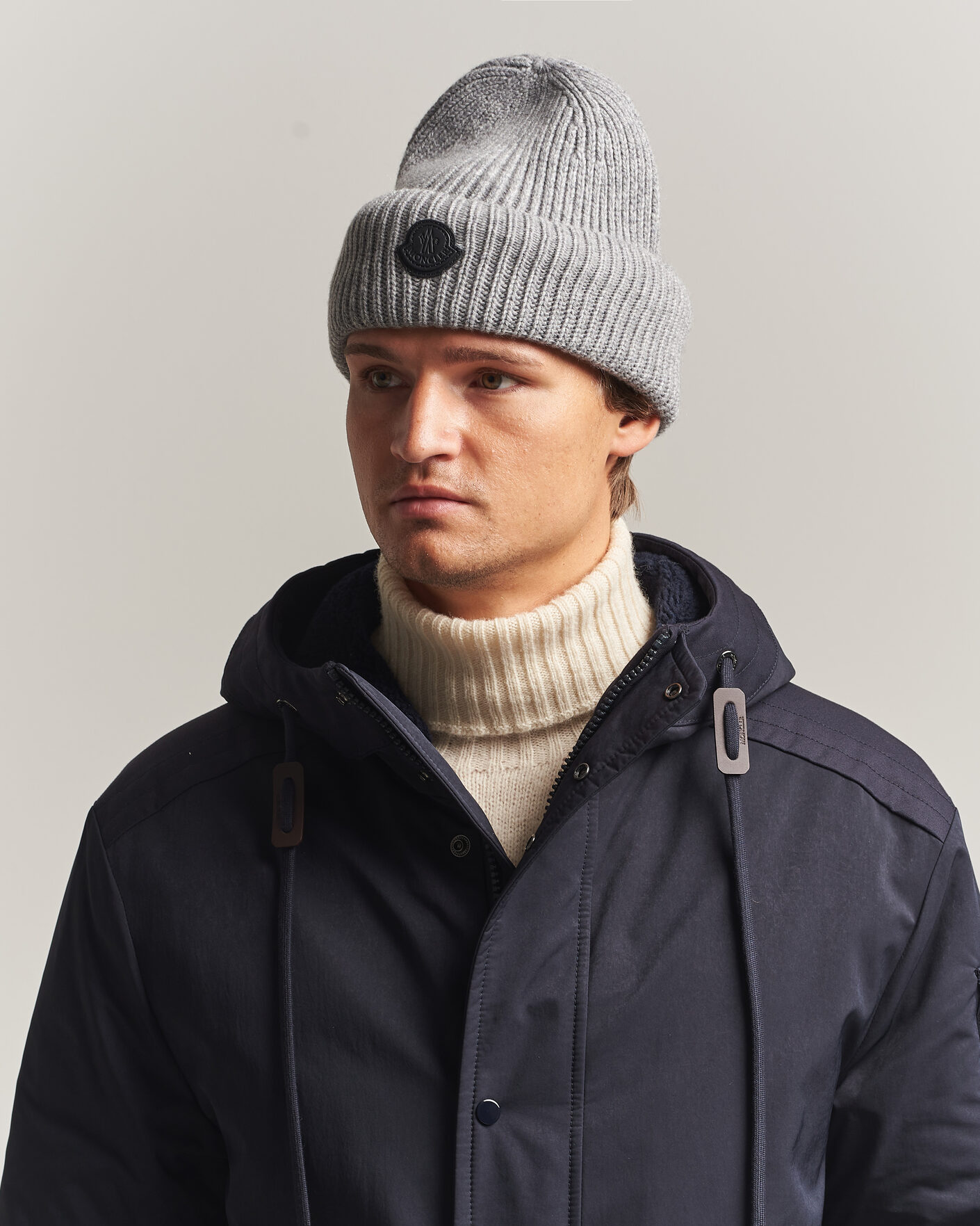 Herre | Huer | Moncler | Rib Cashmere Beanie Grey