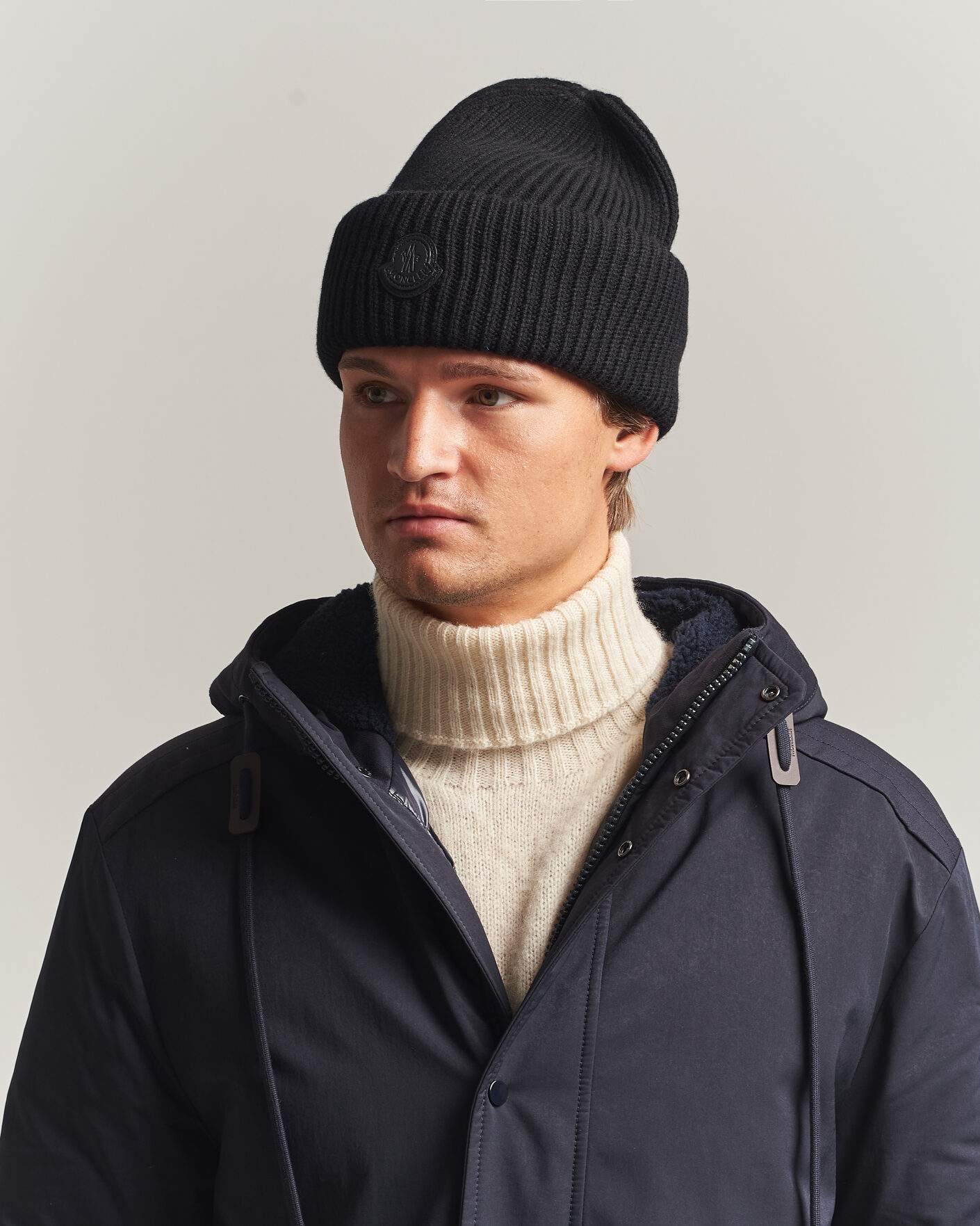 Herre | Huer | Moncler | Rib Cashmere Beanie Black