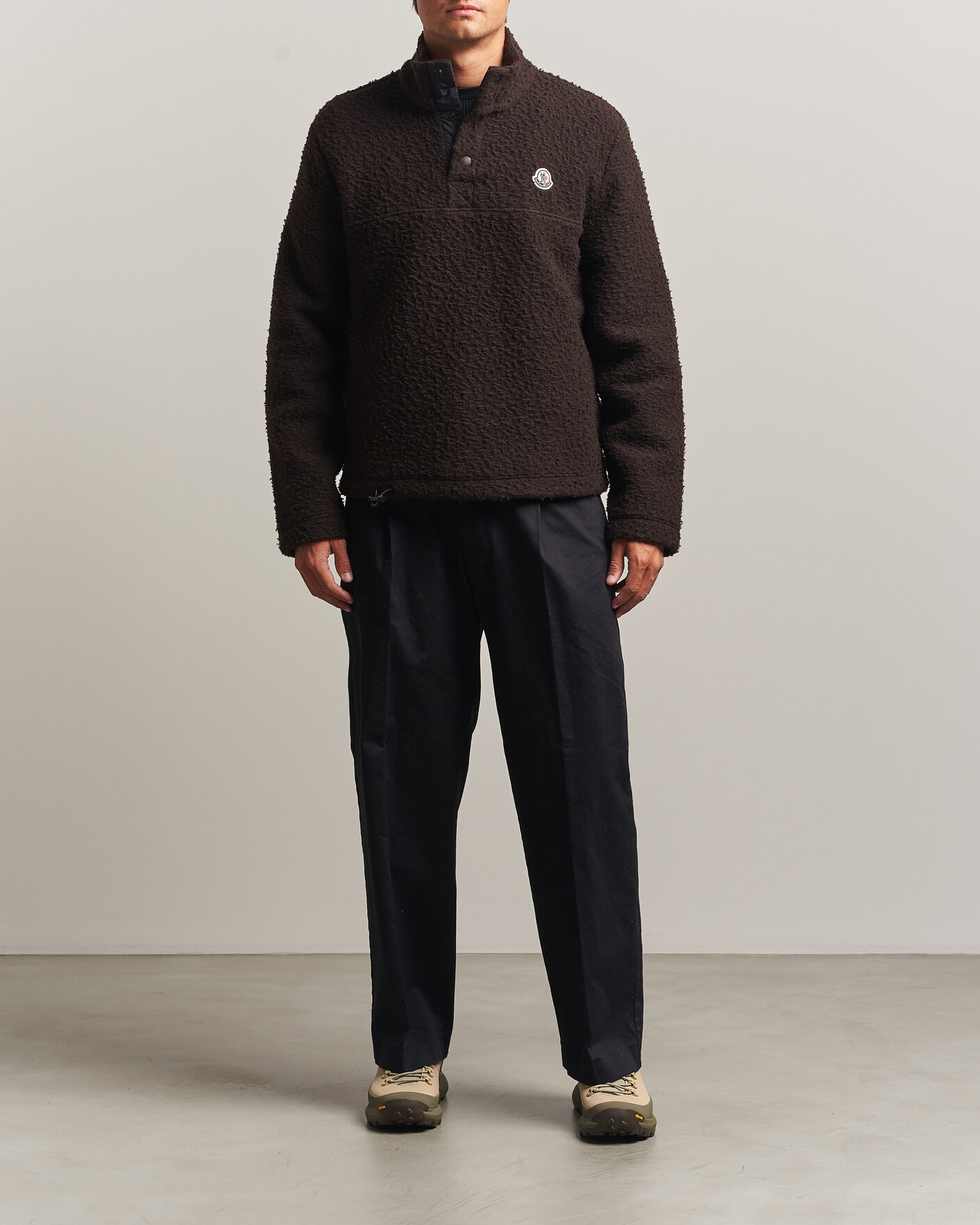 Herre | Trøjer | Moncler | Half Zip Fleece Sweater Dark Brown