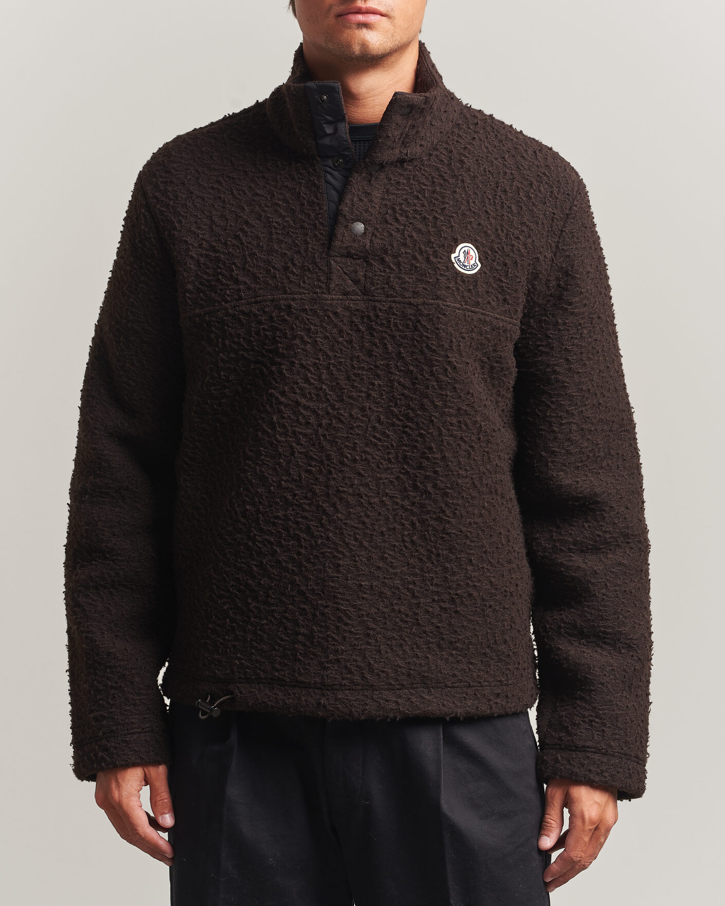 Herre | Trøjer | Moncler | Half Zip Fleece Sweater Dark Brown