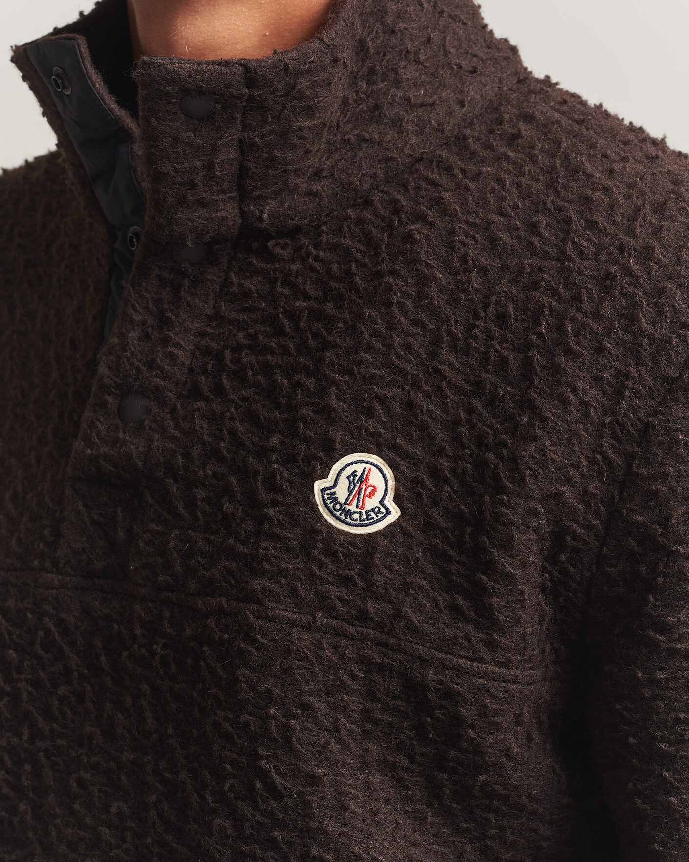 Herre | Trøjer | Moncler | Half Zip Fleece Sweater Dark Brown