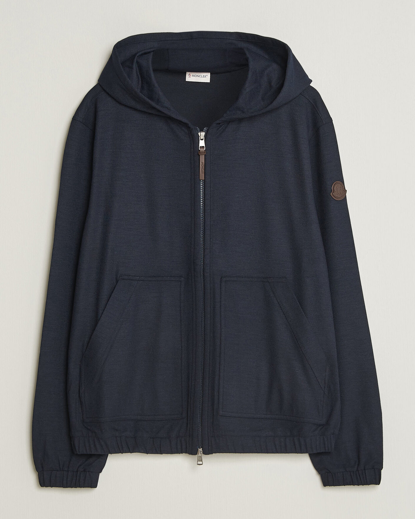 Herre | Trøjer | Moncler | Full Zip Flannel Hoodie Navy