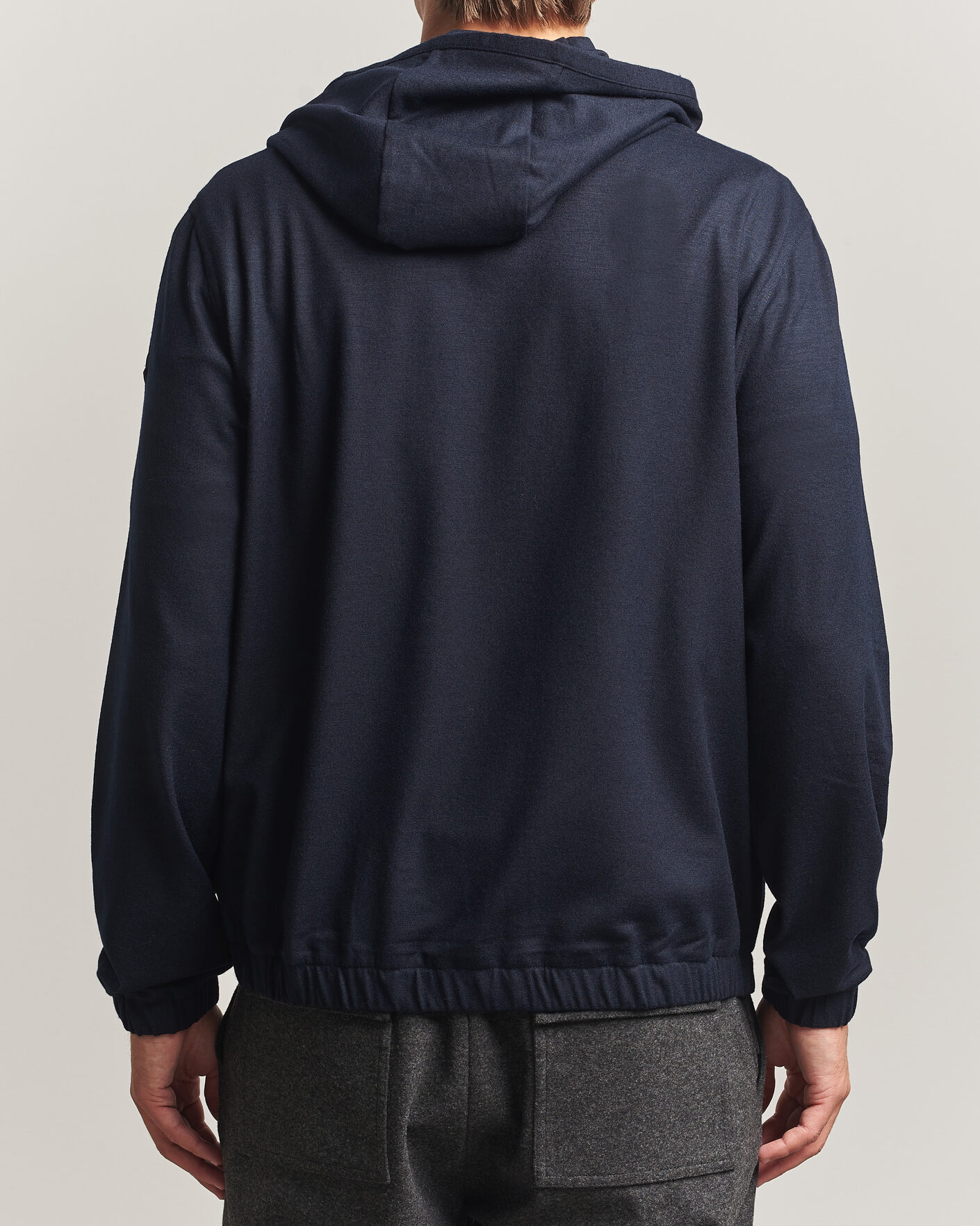 Herre | Trøjer | Moncler | Full Zip Flannel Hoodie Navy