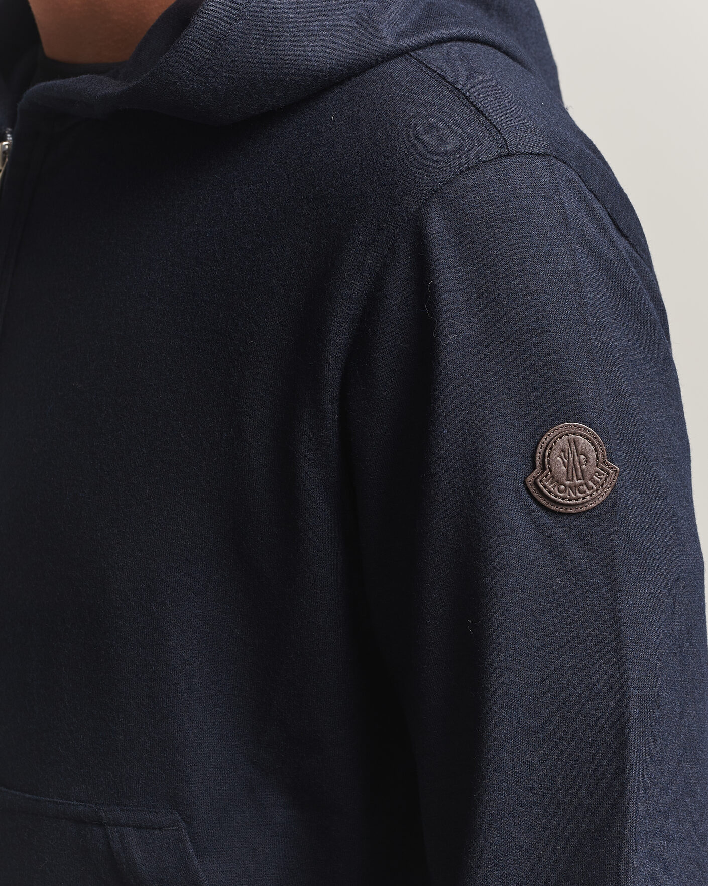 Herre | Trøjer | Moncler | Full Zip Flannel Hoodie Navy