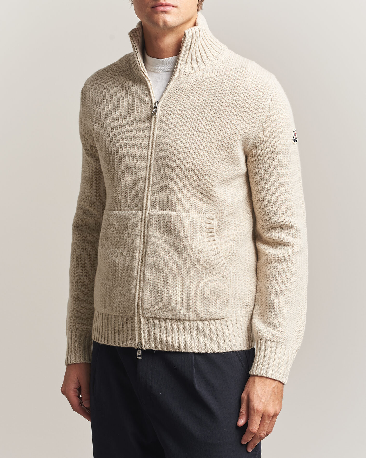 Herre | Trøjer | Moncler | Full Zip Cardigan Light Beige