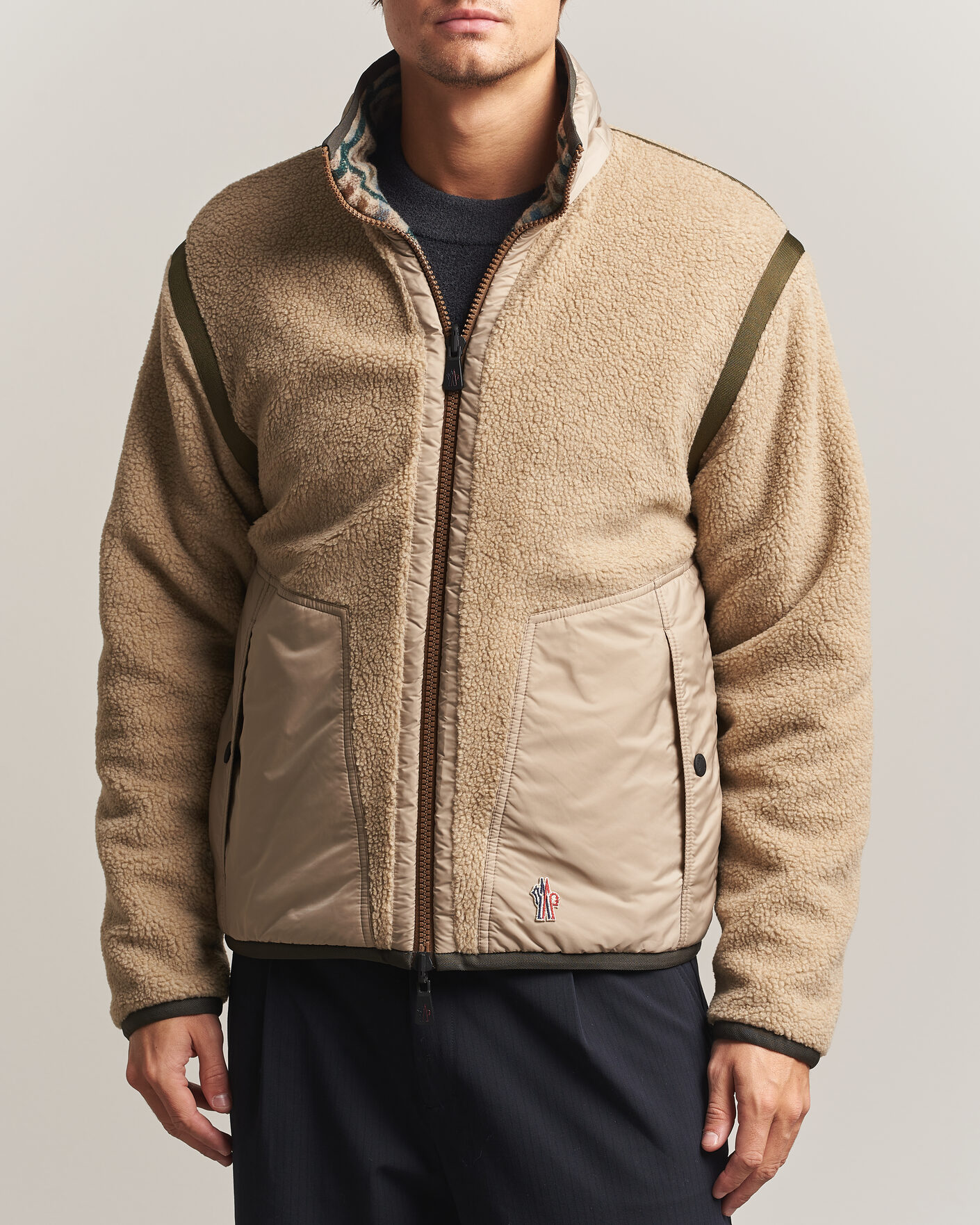 Herre | Trøjer | Moncler Grenoble | Sherpa Zip Cardigan Beige/Green