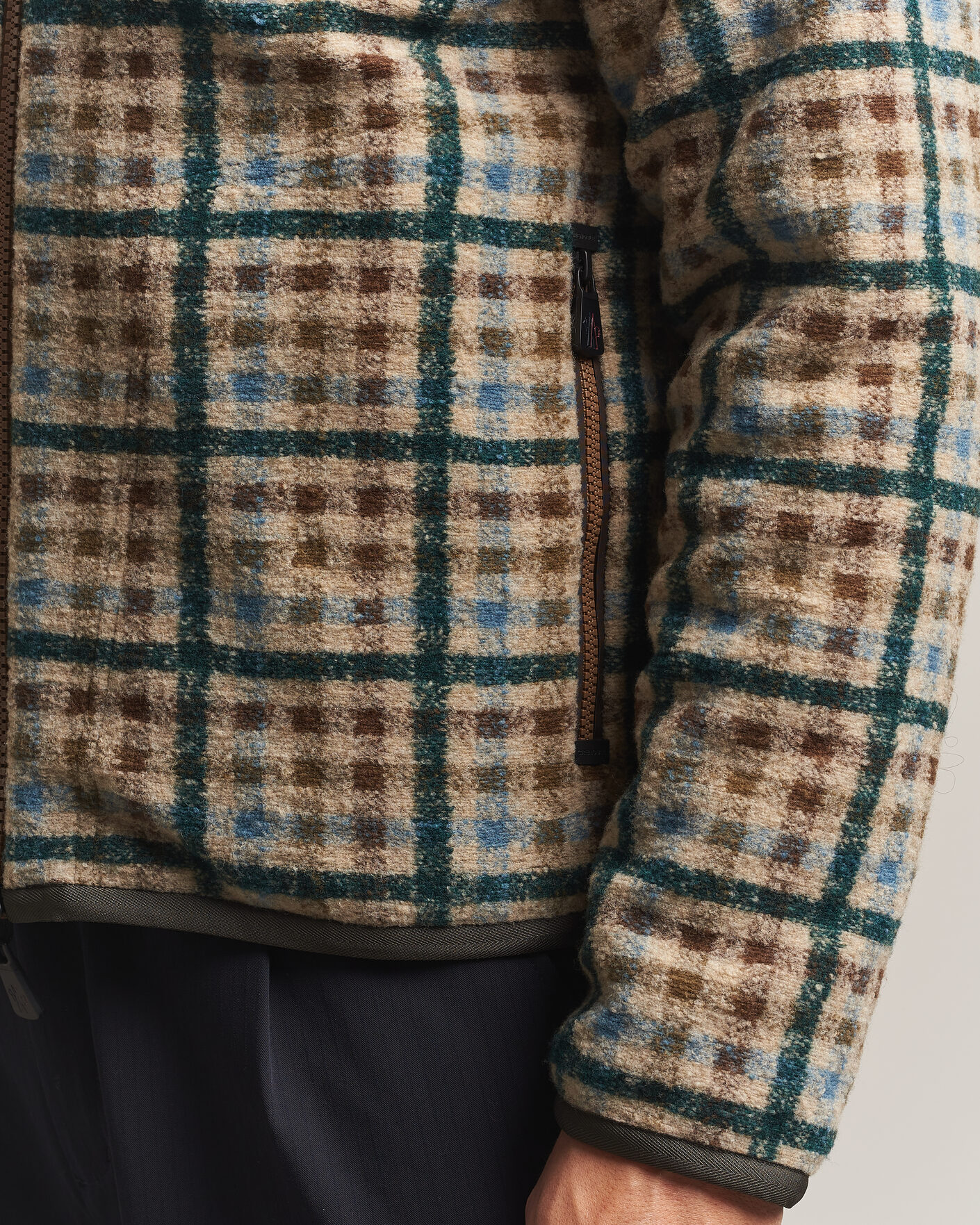 Herre | Trøjer | Moncler Grenoble | Sherpa Zip Cardigan Beige/Green