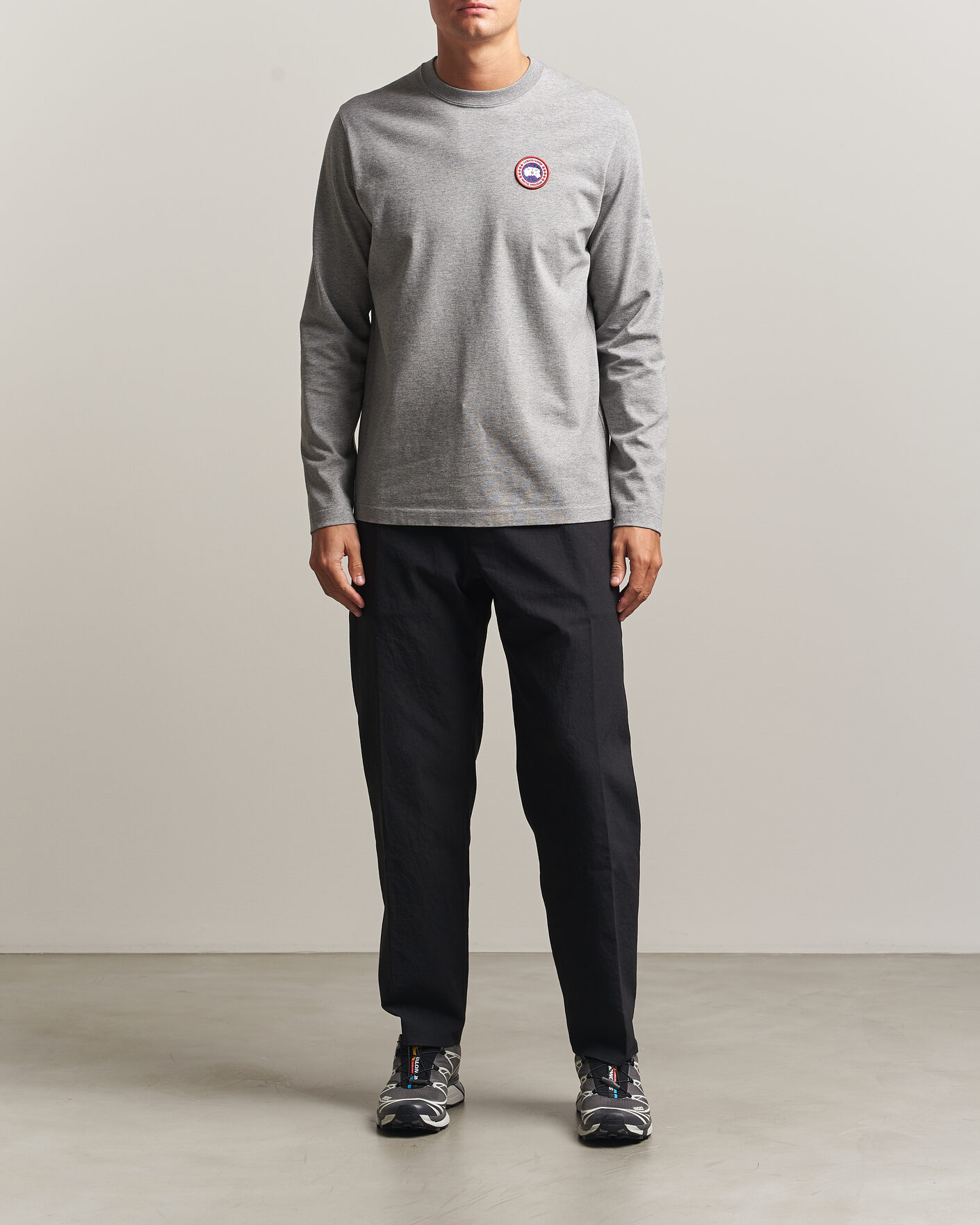 Herre | T-Shirts | Canada Goose | Vantage Long Sleeve T-Shirt Stone Heather