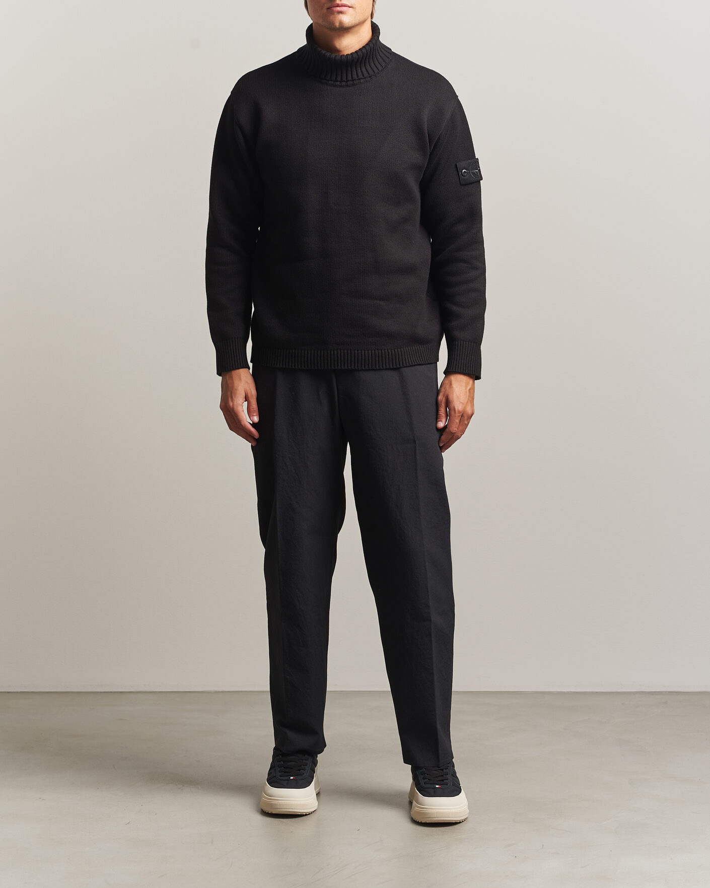 Herre | Trøjer | Stone Island | Ghost Plush Stitch Winter Cotton Rollneck Black