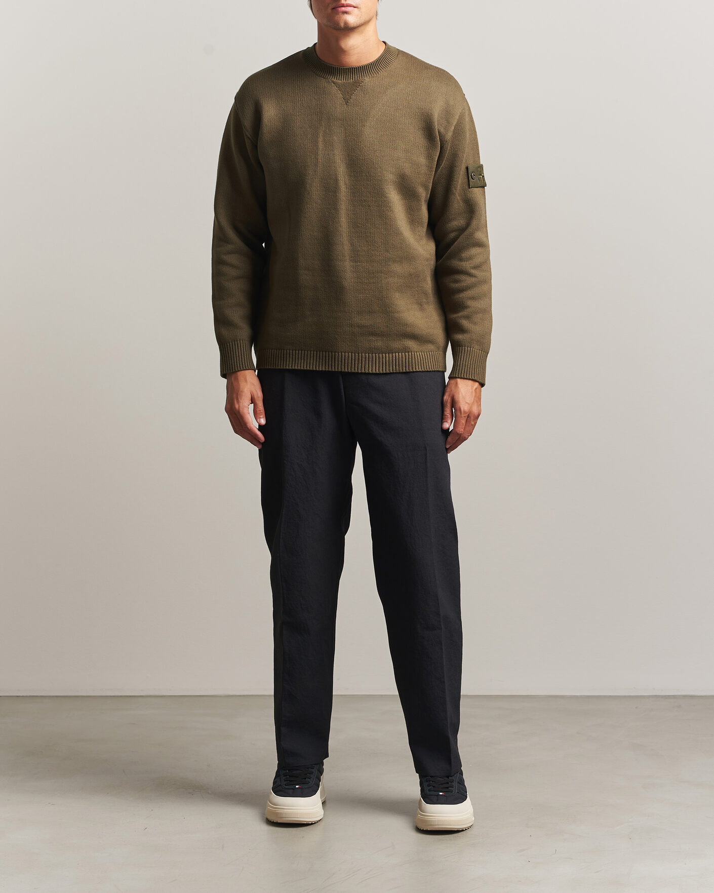 Herre | Trøjer | Stone Island | Ghost Plush Stitch Winter Cotton Sweat Miltary Green