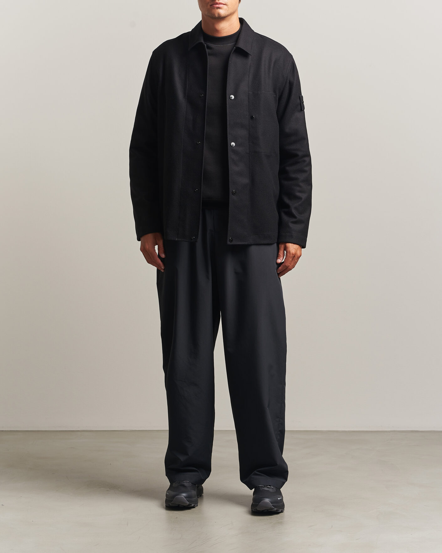 Herre | Skjorter | Stone Island | Ghost Wool/Nylon Flannel Overshirt Black