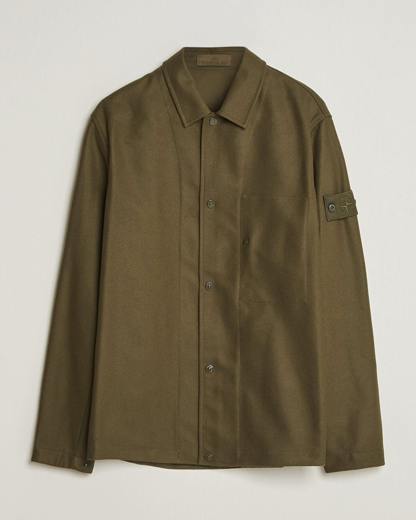 Herre | Skjorter | Stone Island | Ghost Wool/Nylon Flannel Overshirt Miltary Green