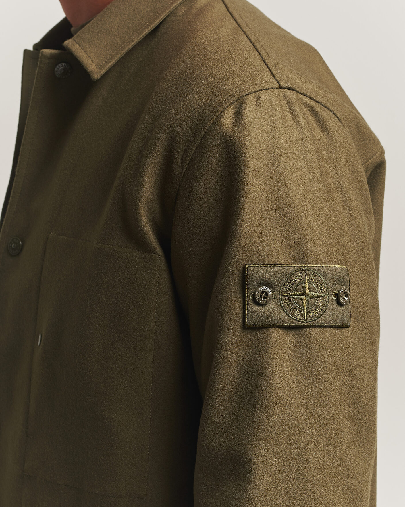 Herre | Skjorter | Stone Island | Ghost Wool/Nylon Flannel Overshirt Miltary Green