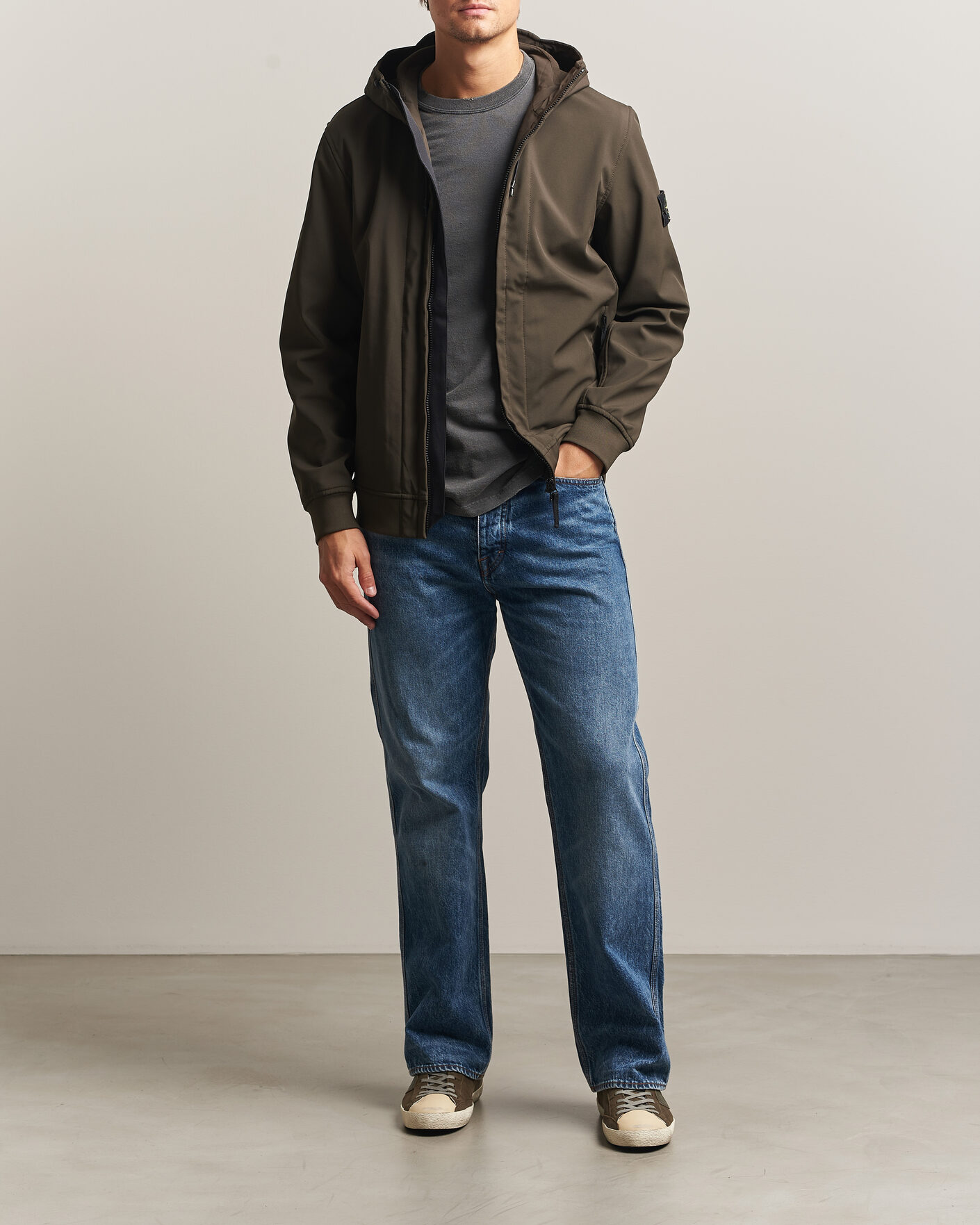 Herre | Jakker | Stone Island | Short Hooded Soft Shell Jacket Coal Grey