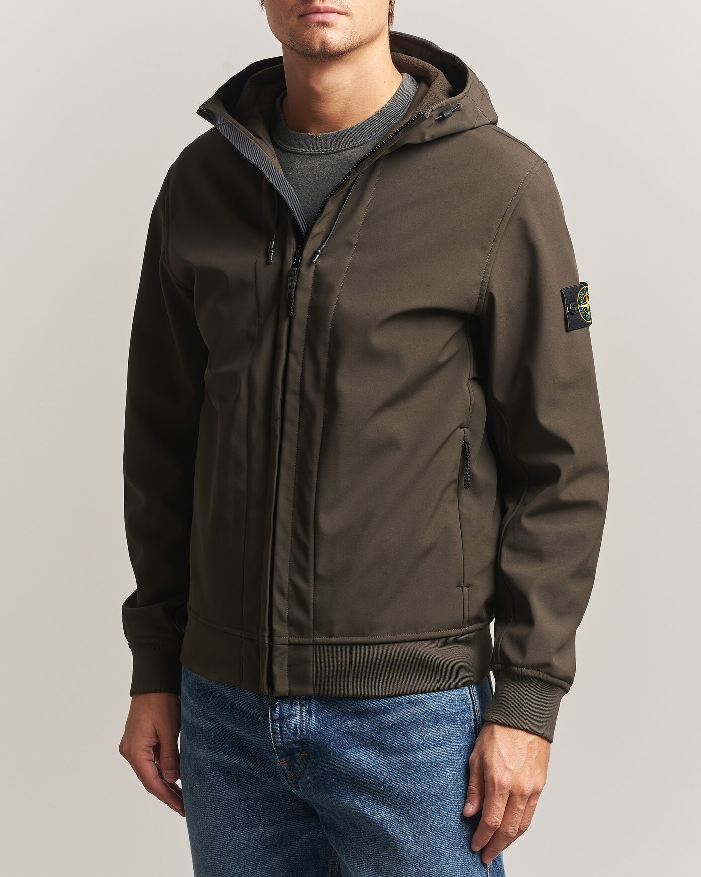 Herre | Jakker | Stone Island | Short Hooded Soft Shell Jacket Coal Grey